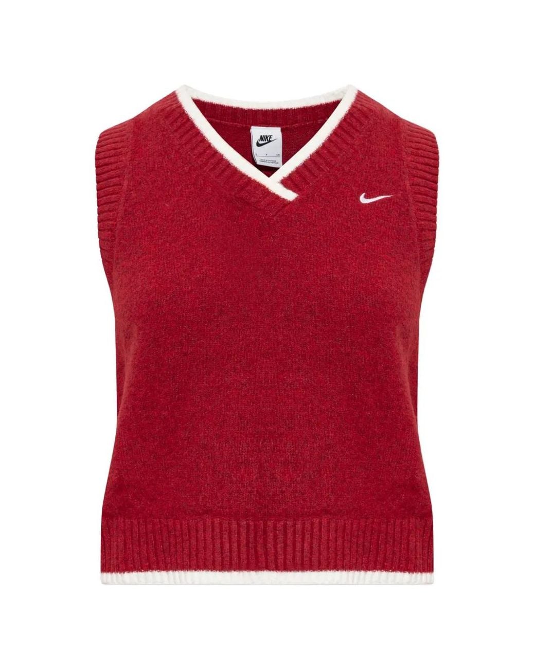 Nike Red Débardeur À Col V Et Logo Brodé