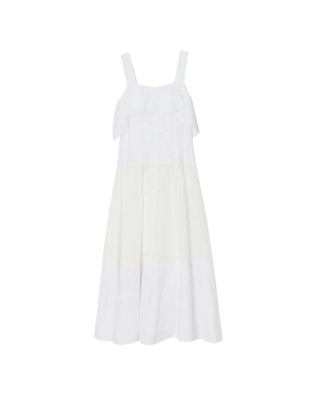 3.1 Phillip Lim White Ruffled Panelled Midi Dress