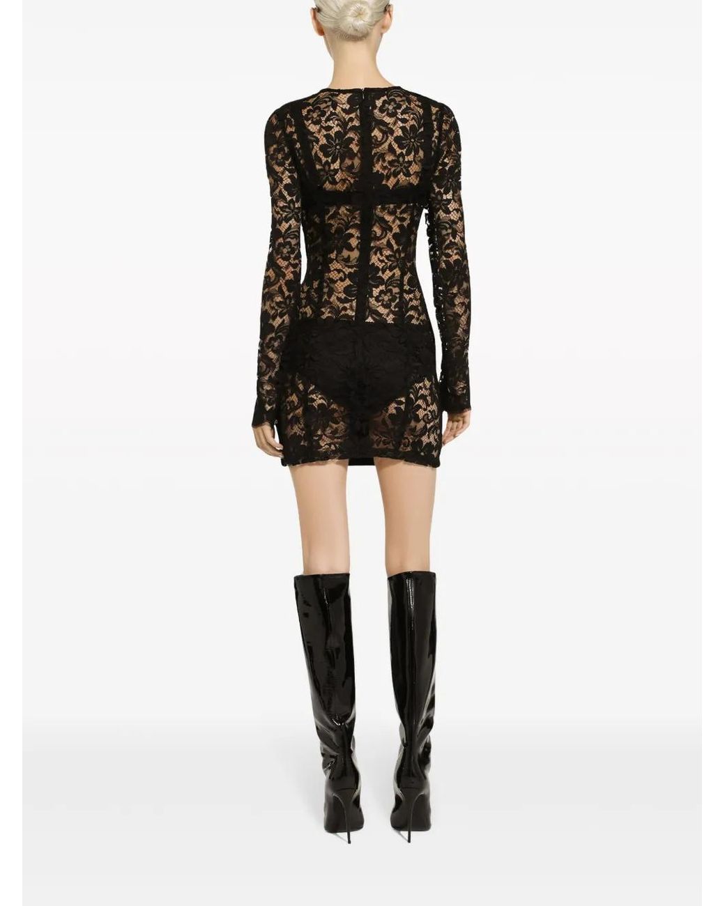 Dolce & Gabbana Black Semi-Sheer Lace Minidress