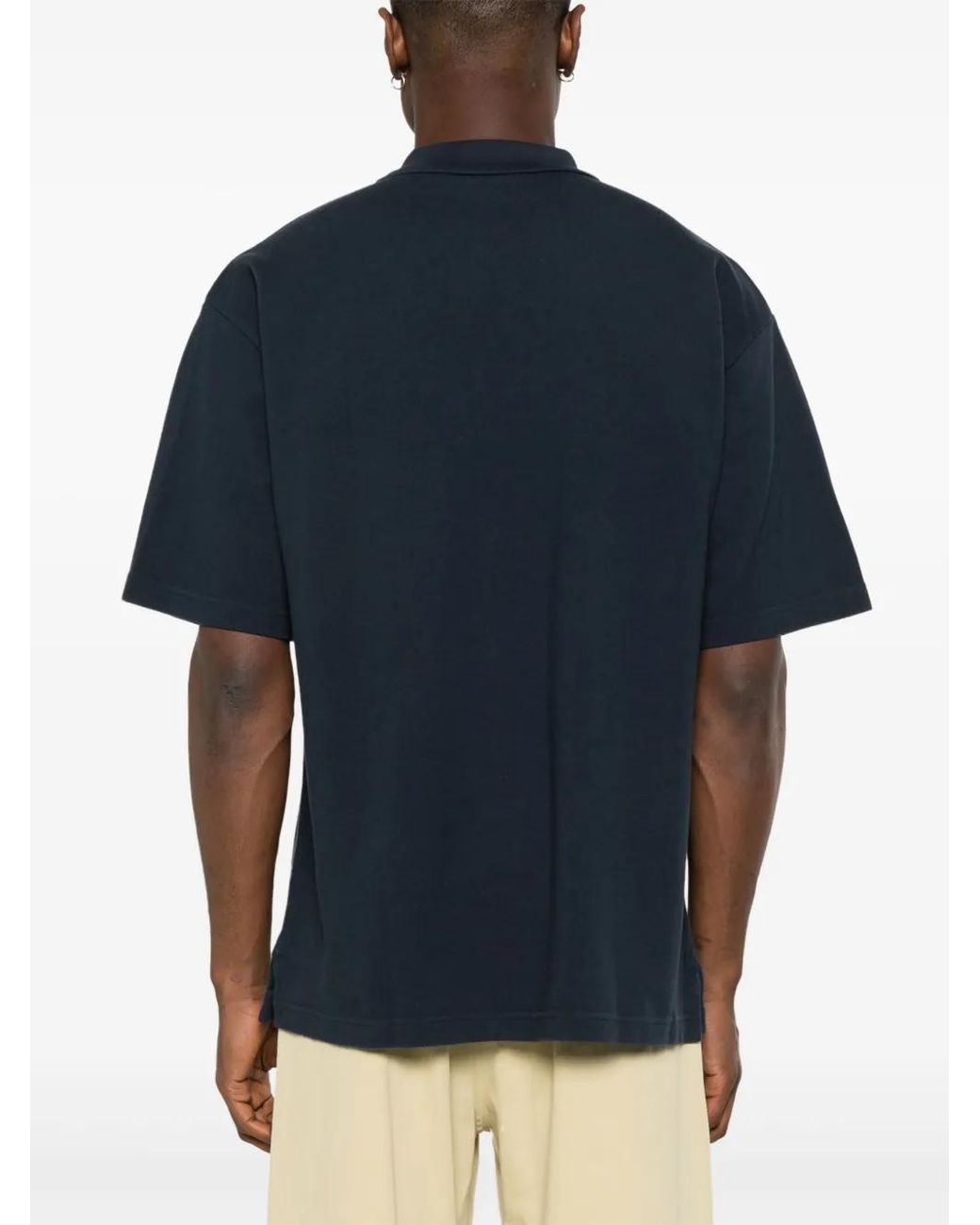 Maison Kitsuné Blue Polo Shirt With Fox Patch for men