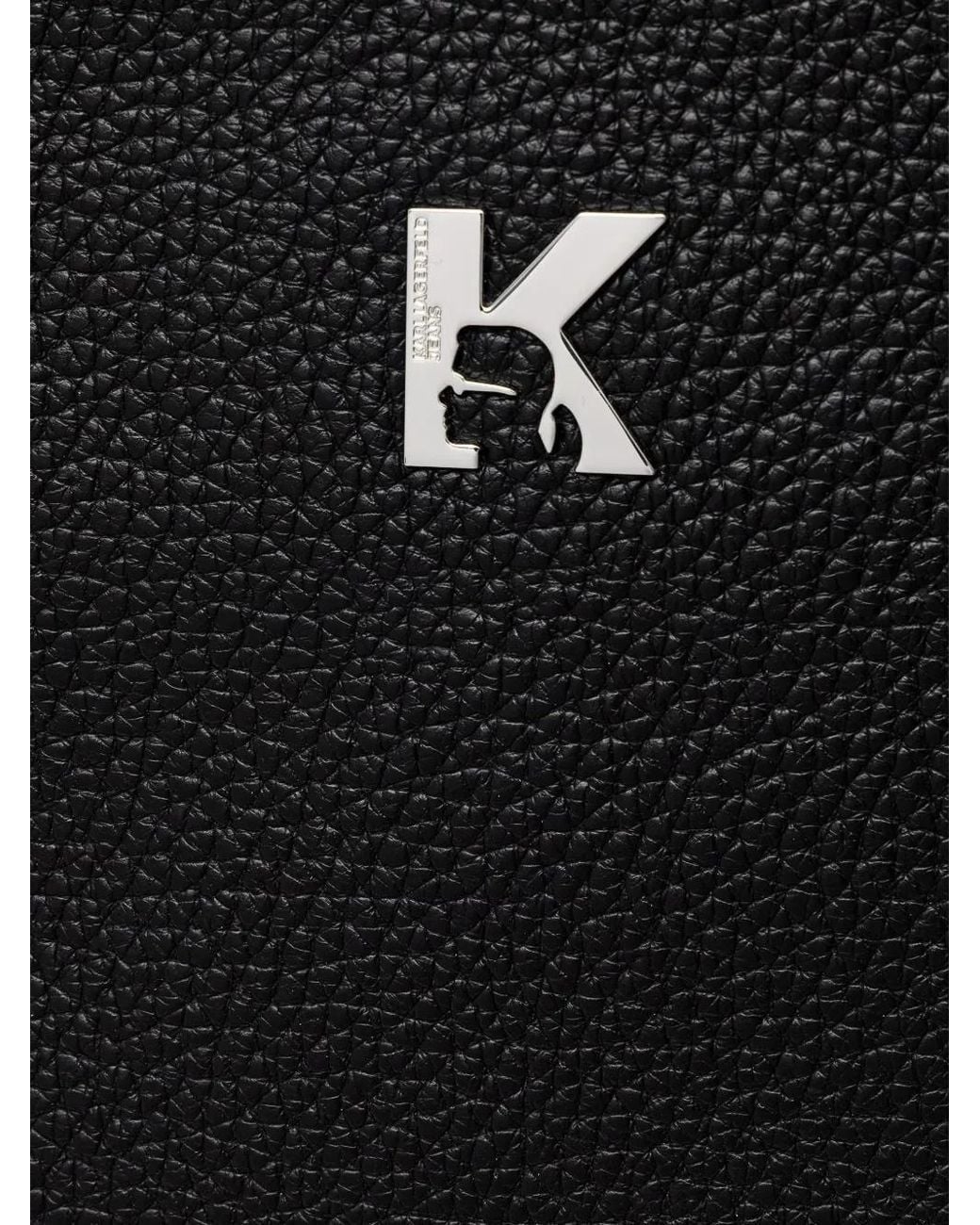 Karl Lagerfeld Black Logo-Plaque Pebbled-Effect Tote Bag