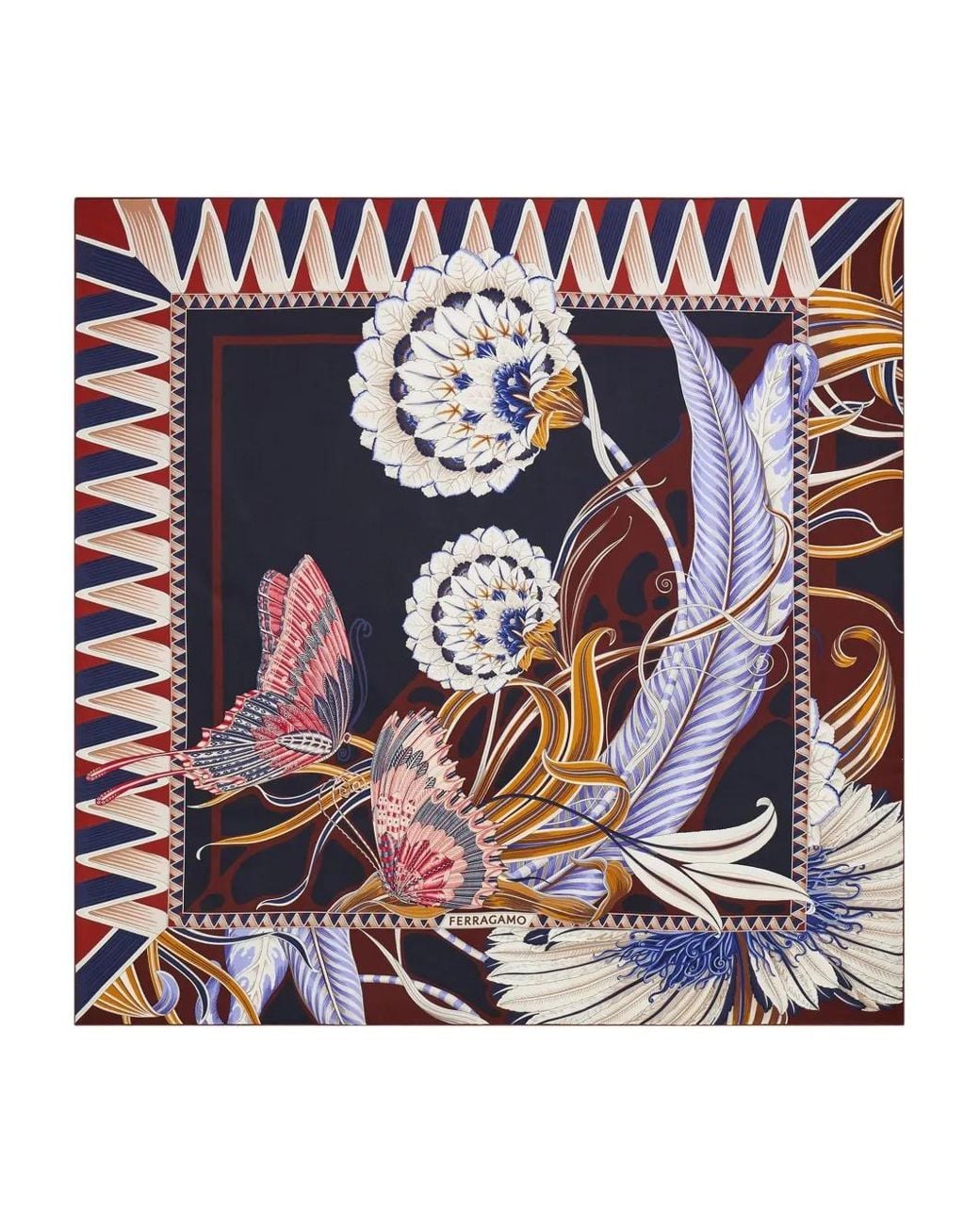 Ferragamo Blue Giada Print Wool Shawl