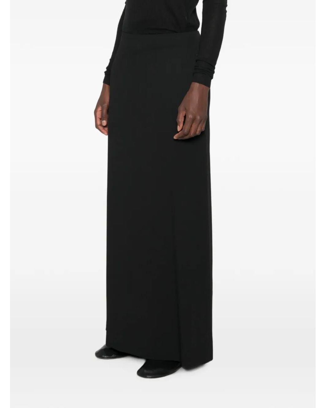 Jil Sander Black Pleated-Insert Side-Pocket Maxi Skirt