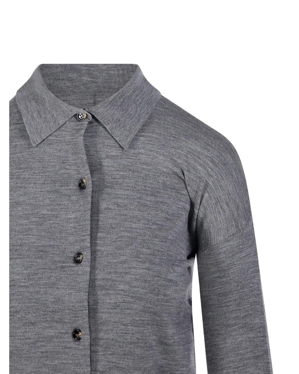 Max Mara Gray Collared Buttoned Cardigan