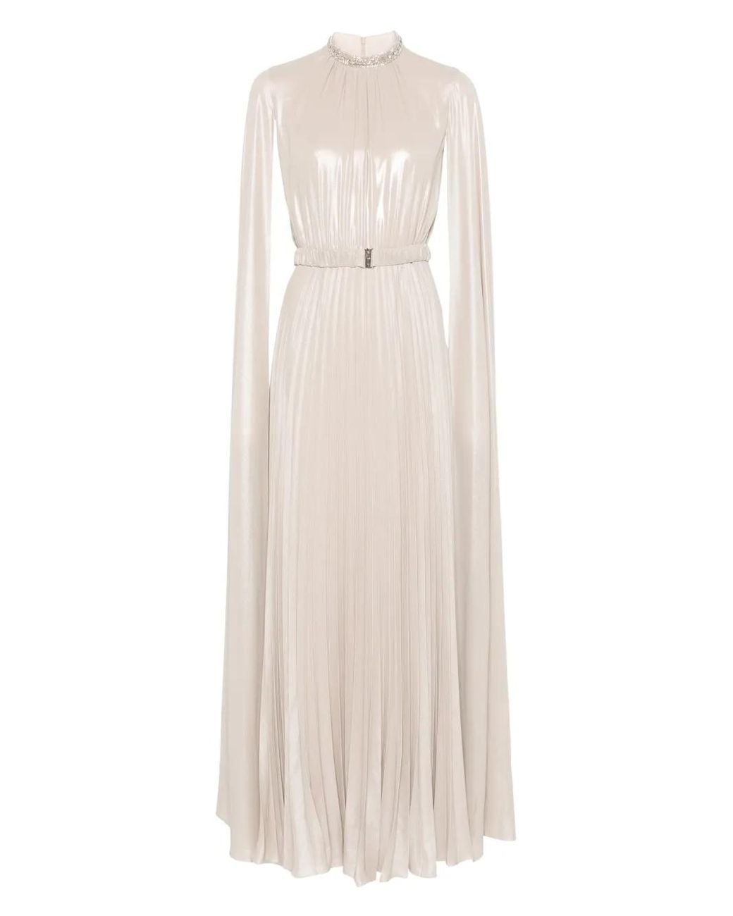 Nissa White Cape-Design Maxi Dress