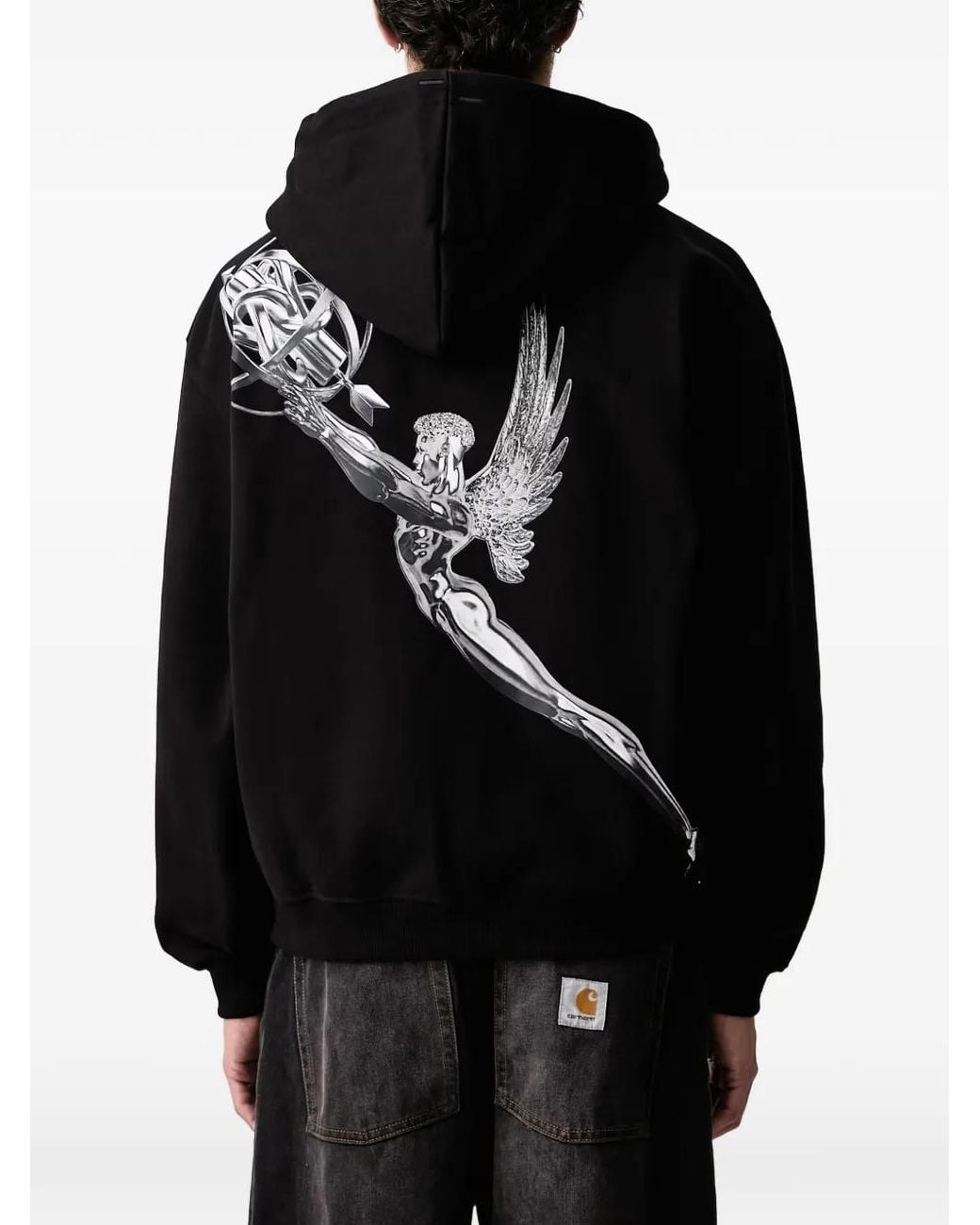 Filling Pieces Black Trophy Graphic-Print Zip-Up Hoodie for men