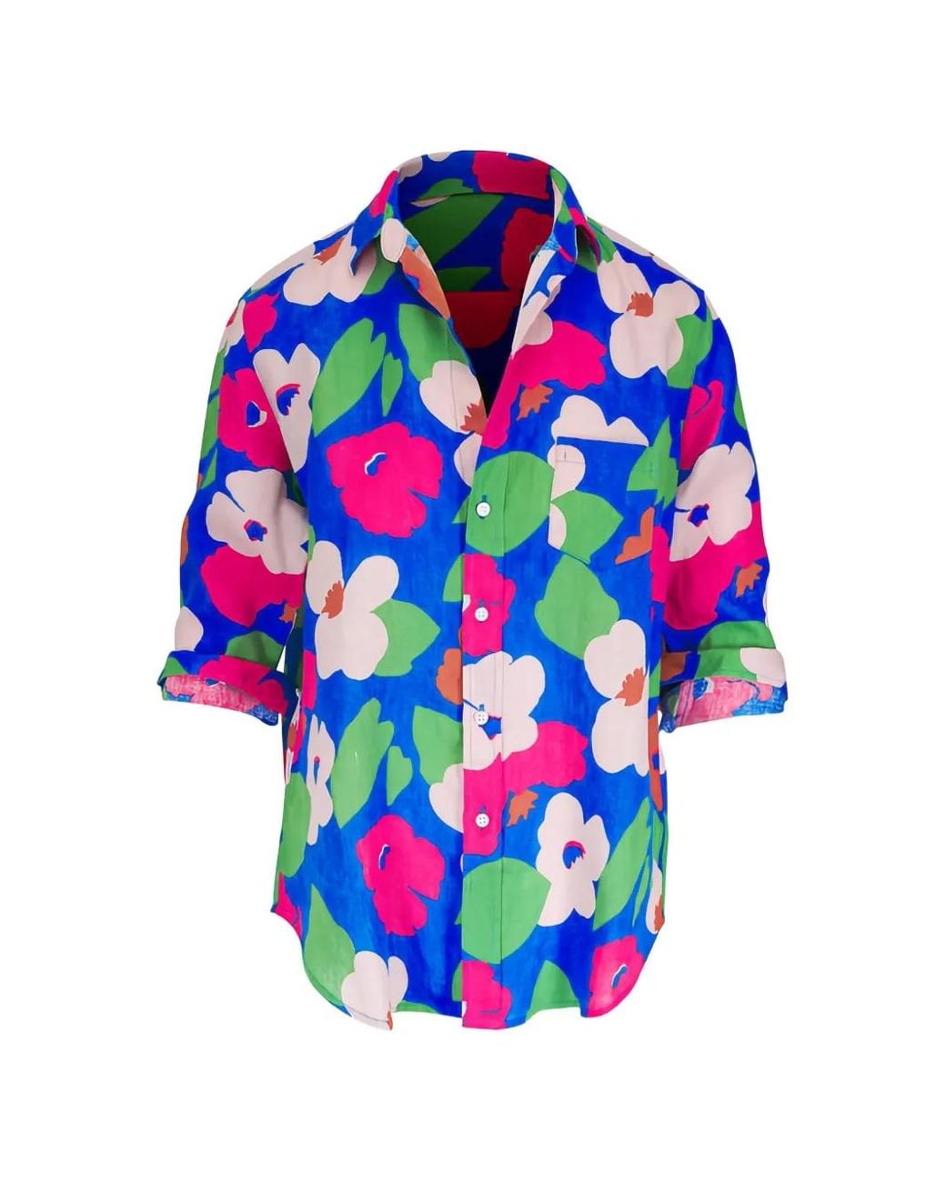 Frank & Eileen Blue Floral-Print Eileen Shirt