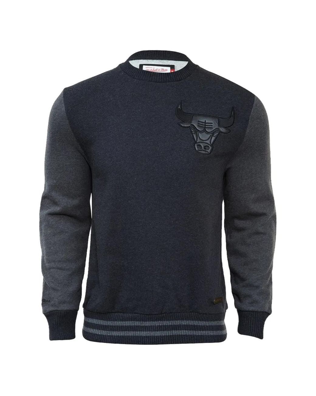Mitchell & Ness Blue Chicago Bulls Leather-Trim Sweatshirt for men