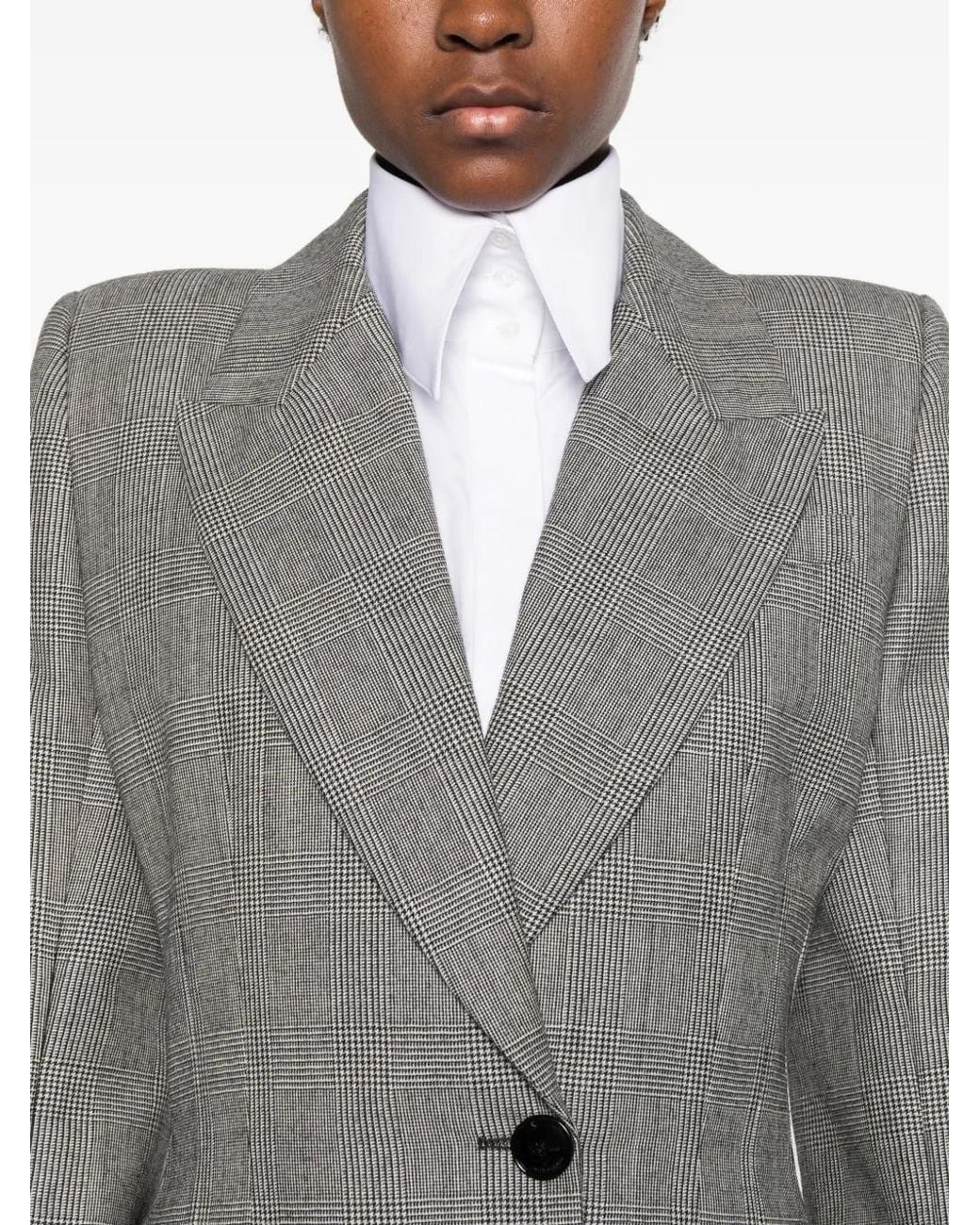 MATIERES FECALES Gray Prince Of Wales-Check Wool Jacket