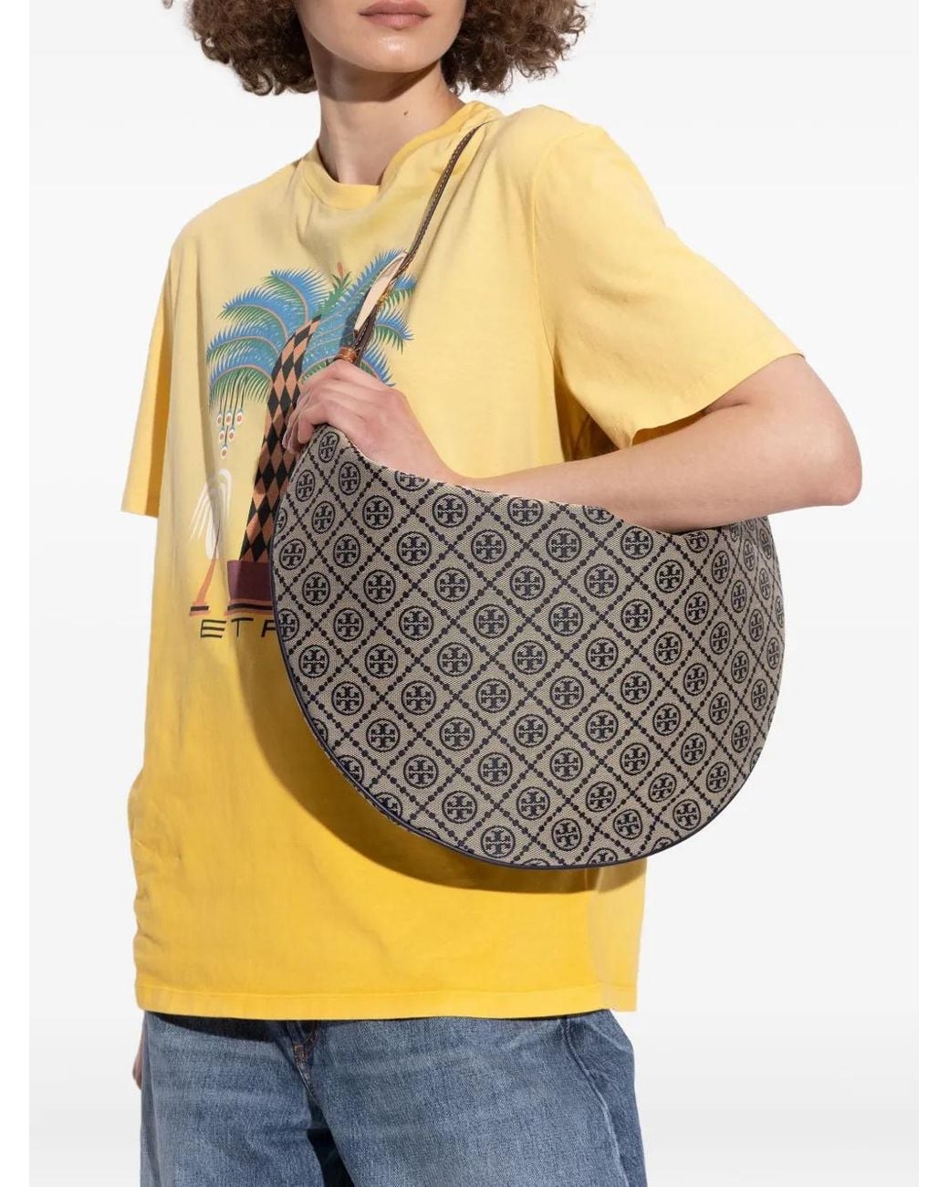 Borsa Tote Con Monogramma T Balloon di Tory Burch in Gray
