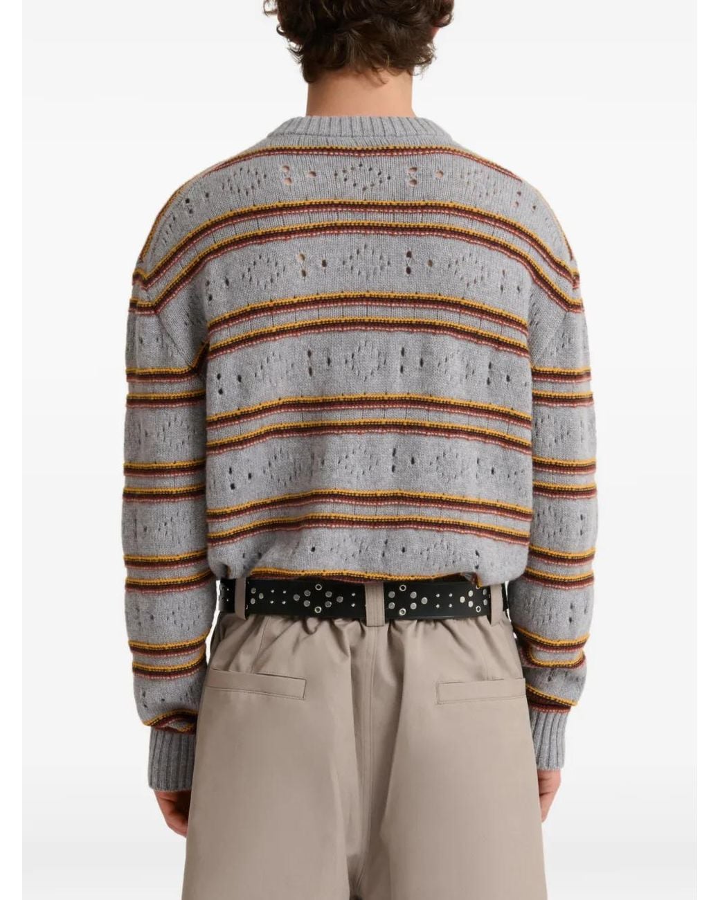 Marni Gray Cashmere Open-Knit Sweater for men