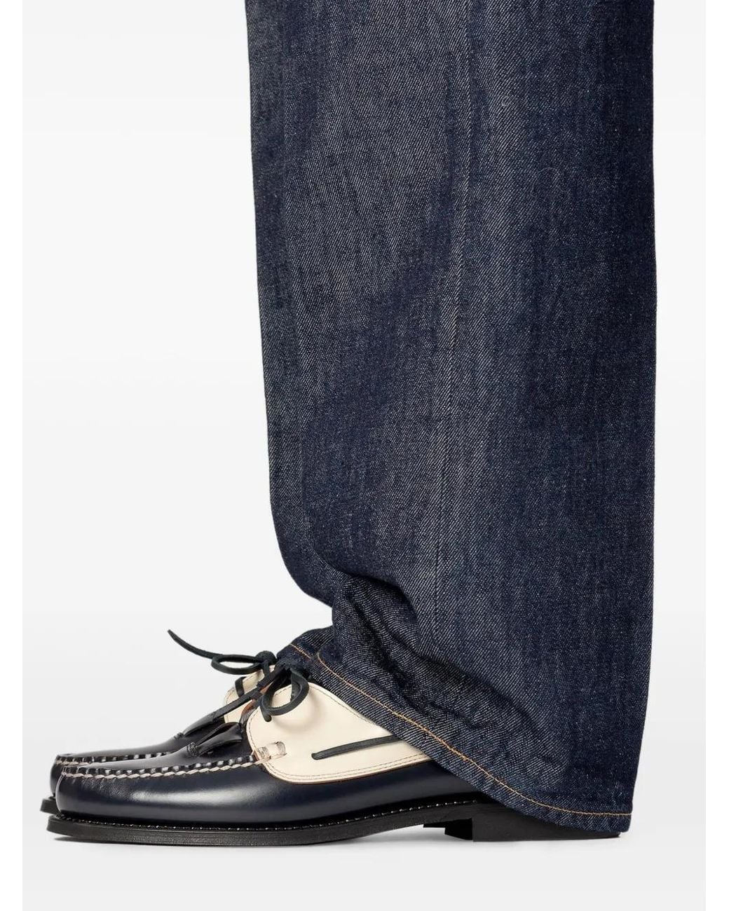 Hereu White Saler Bicolour Lace-Up Boat Shoes for men