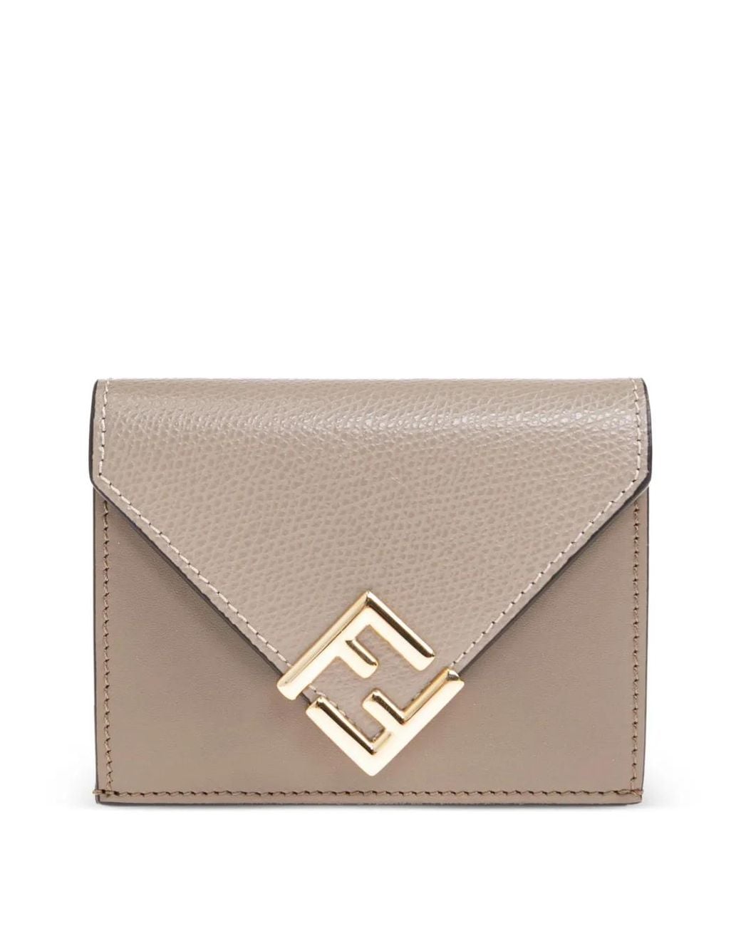 Fendi Natural Logo-Plaque Leather Wallet