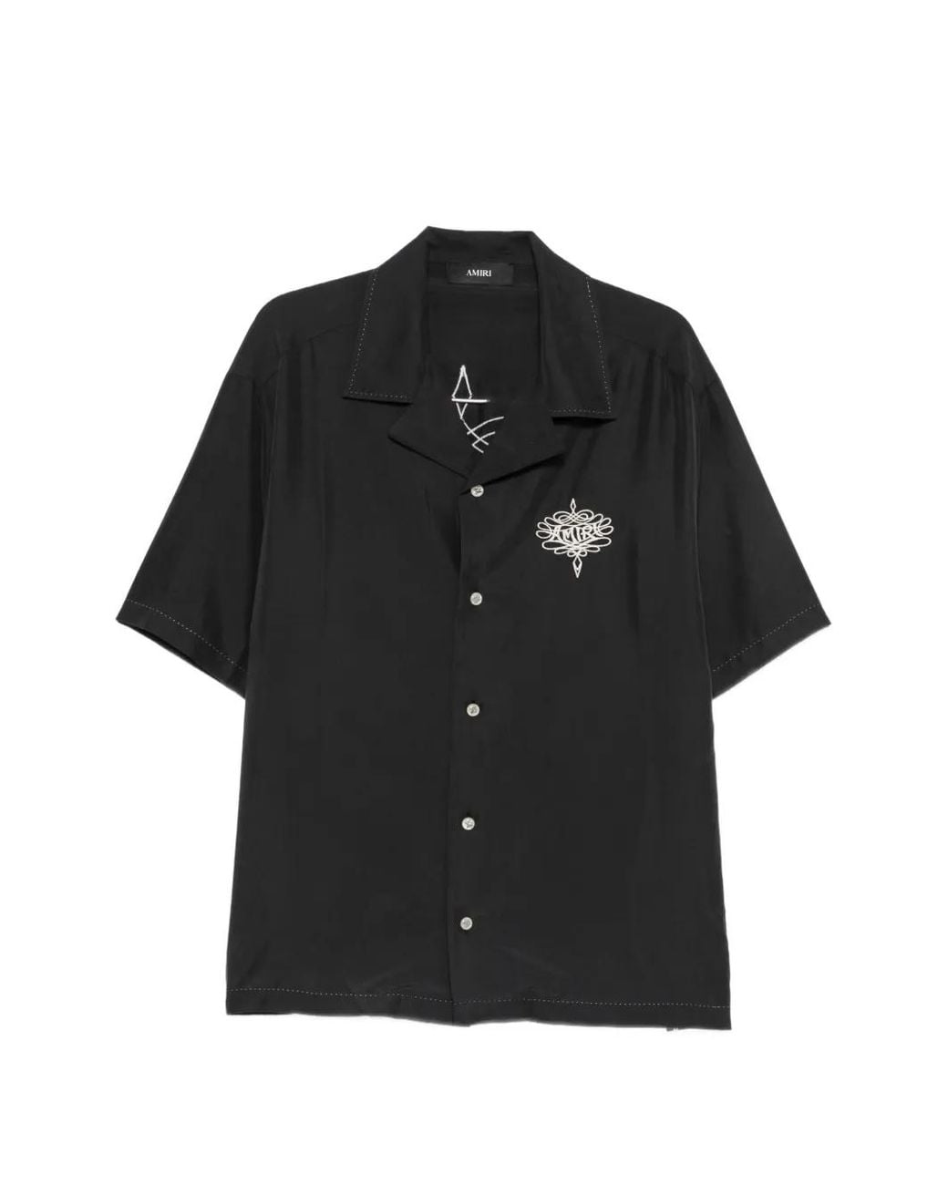 Amiri Black Logo-Embroidered Short-Sleeve Shirt for men