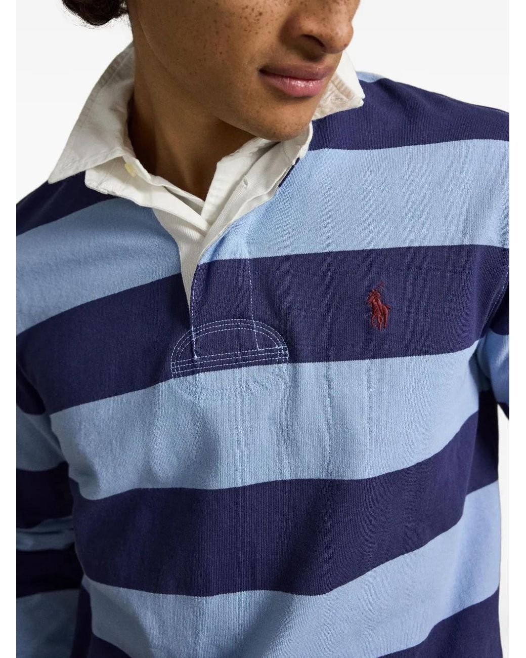 Polo Ralph Lauren Blue Polo De Rugby À Rayures for men