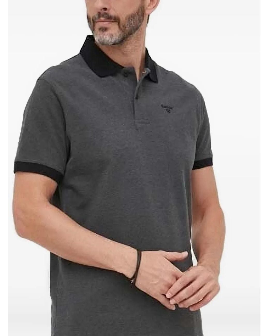 Barbour Gray Essential Sports Mix Short-Sleeved Polo Shirt for men