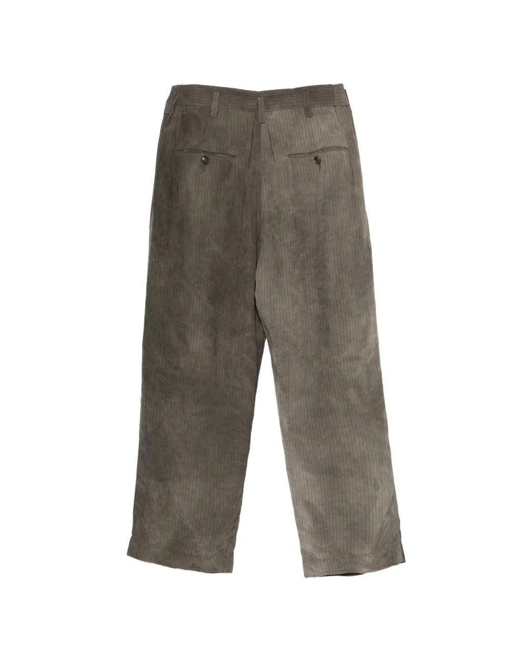 Ziggy Chen Gray Pinstriped Pleated Trousers for men