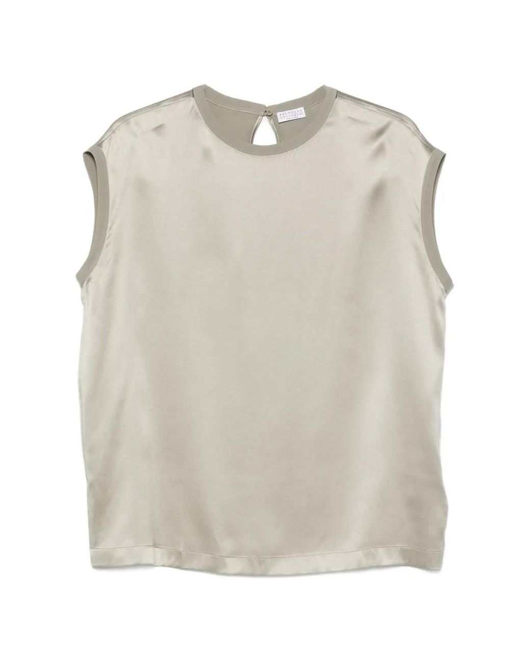 Brunello Cucinelli Natural Monili Satin Top