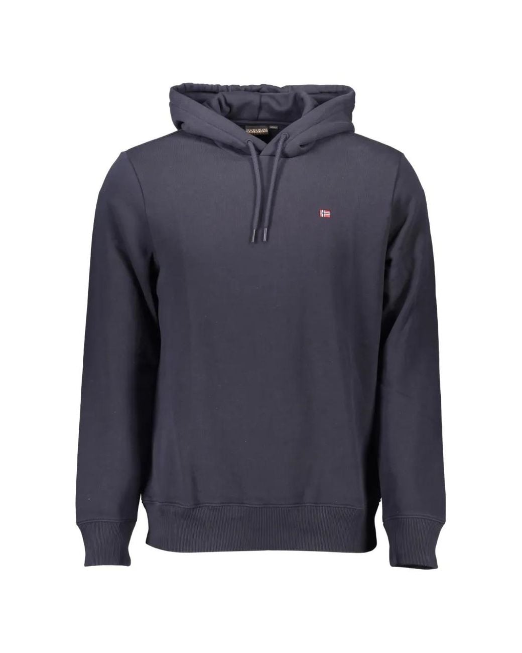 Napapijri Blue Logo-Patch Cotton Hoodie for men