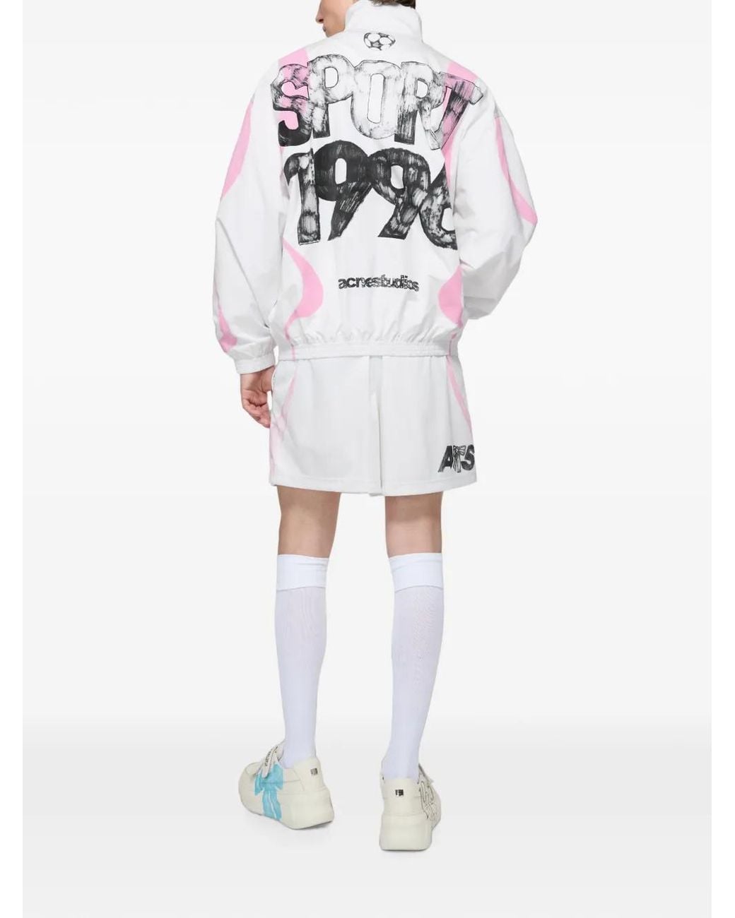 Acne White Technical Jacket With Logo