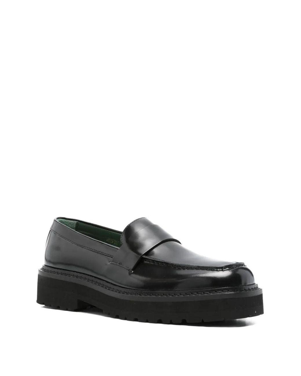 VINNY'S Black Strap Leather Loafers for men