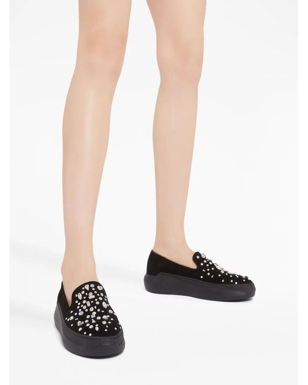 Giuseppe Zanotti Black Afelia Crystal-Embellished Loafers