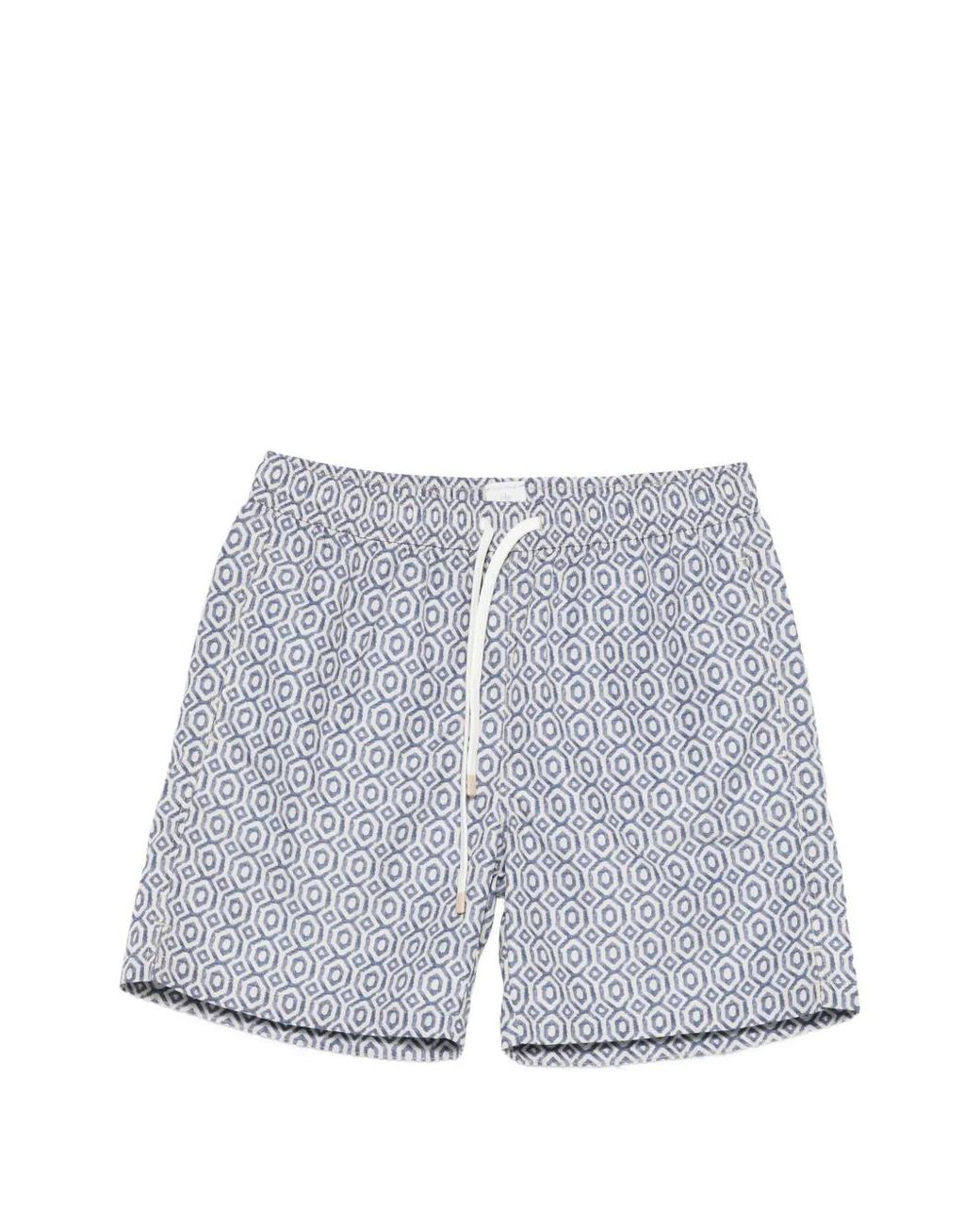 Eleventy Blue Geometric-Pattern Swim Shorts for men