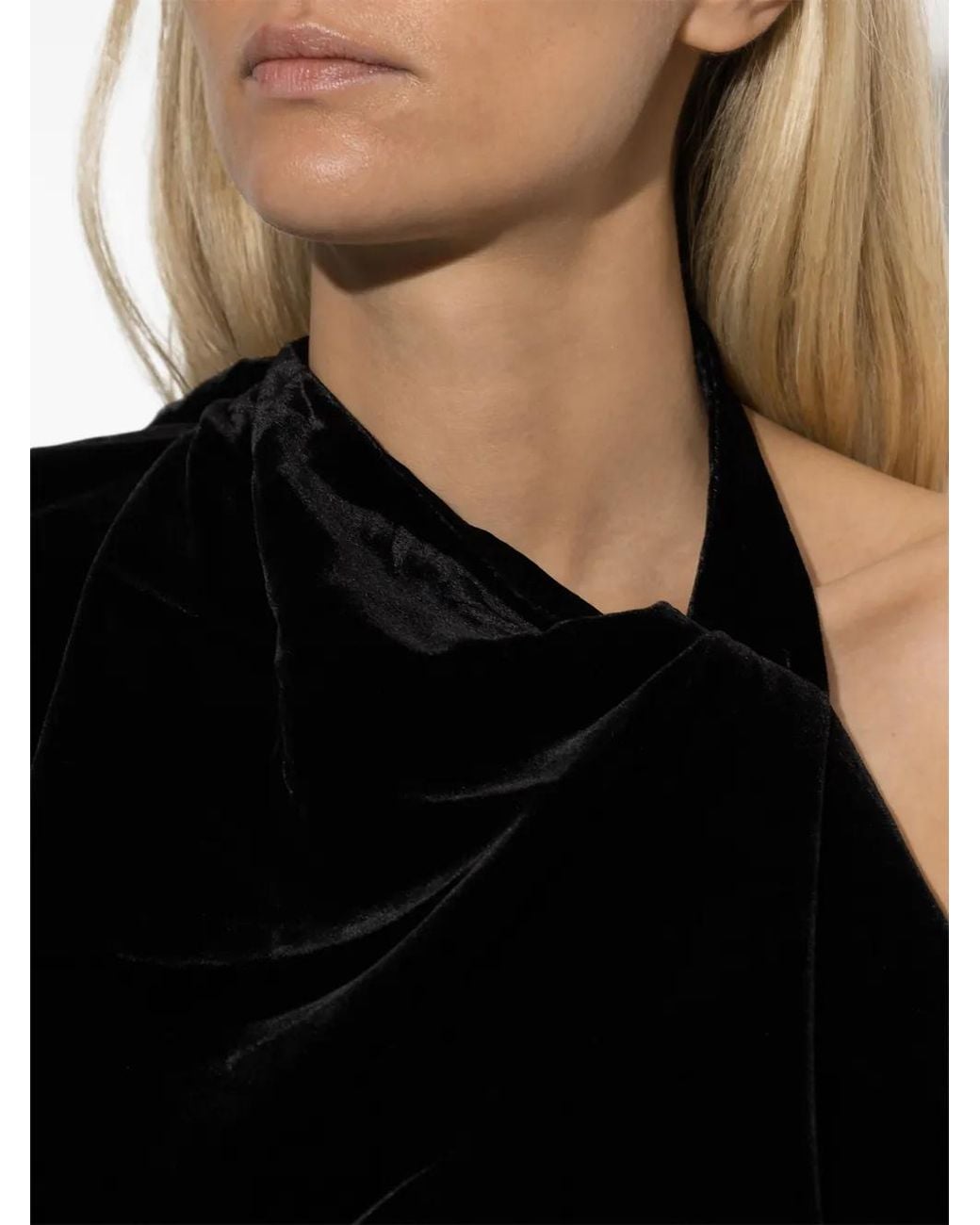 Rohe Black One-Shoulder Velvet Top