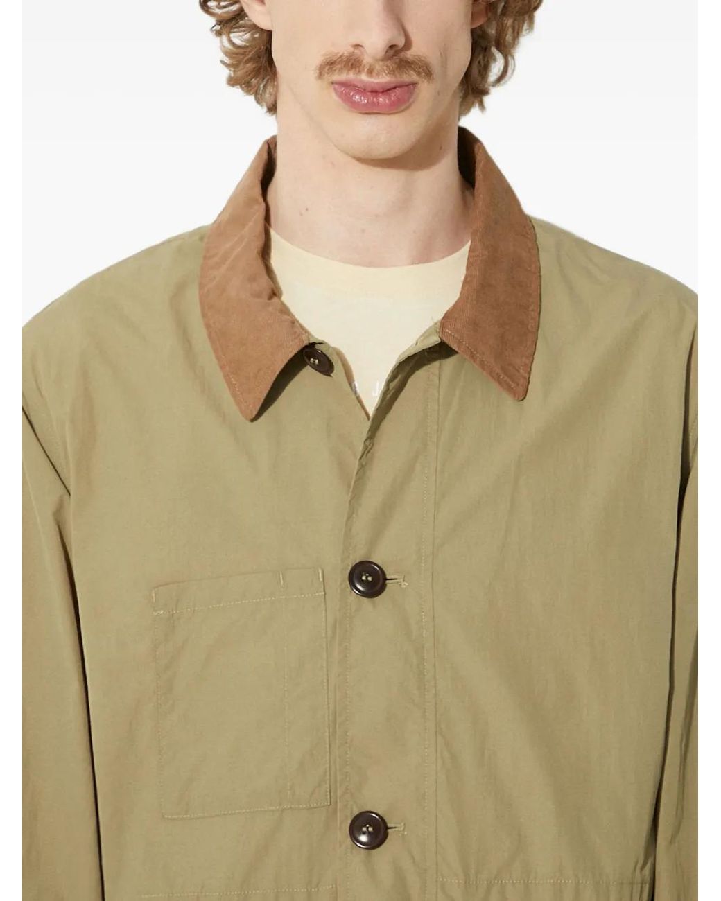 Barbour Green Corduroy-Collar Button Jacket for men