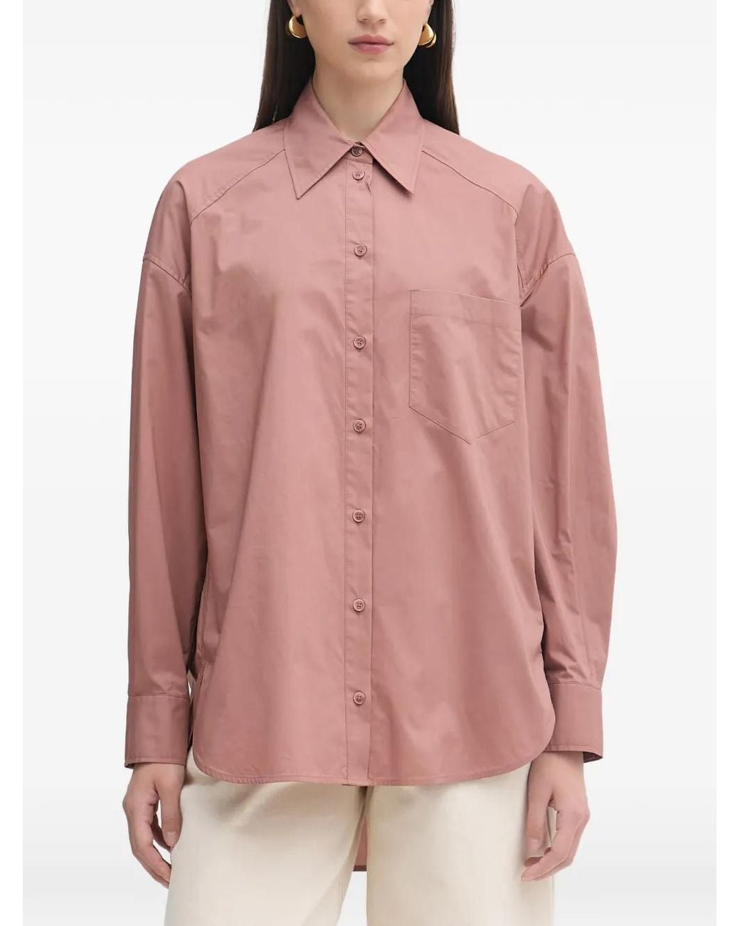Patrizia Pepe Pink Logo-Patch Oversized Shirt