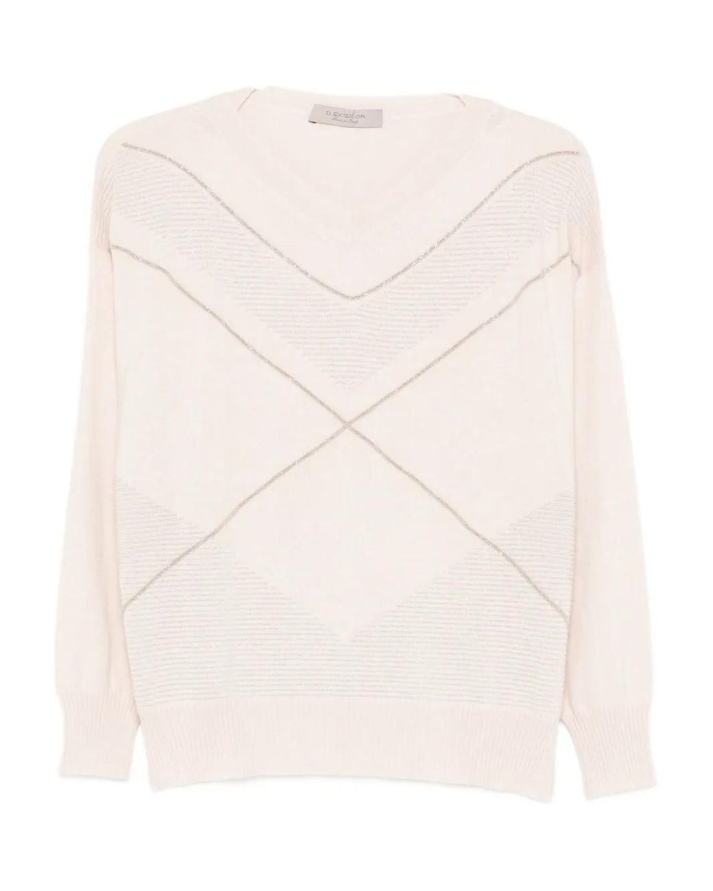 D.exterior Natural Metallic-Detail Wool Sweater