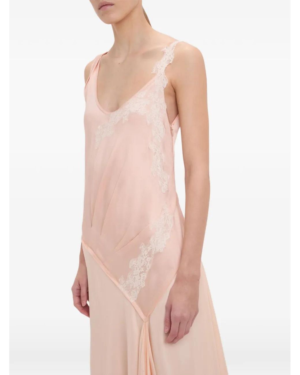Victoria Beckham White Lace-Trim Midi Dress