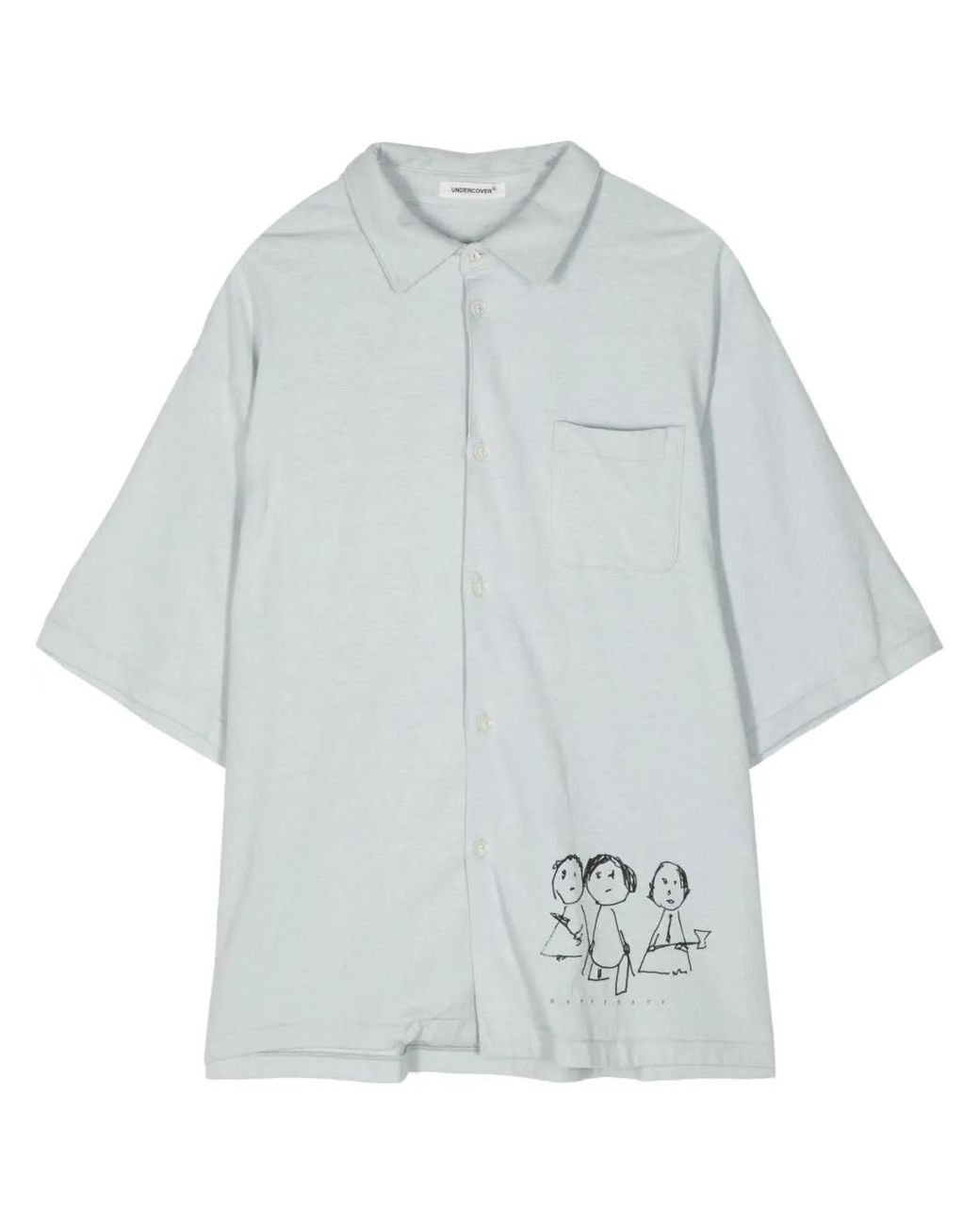 Undercover Gray Graphic-Print Cotton Shirt for men