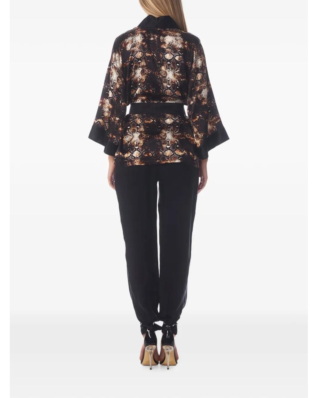 Tessitura Body Couture Brown Snake-Print Blouse