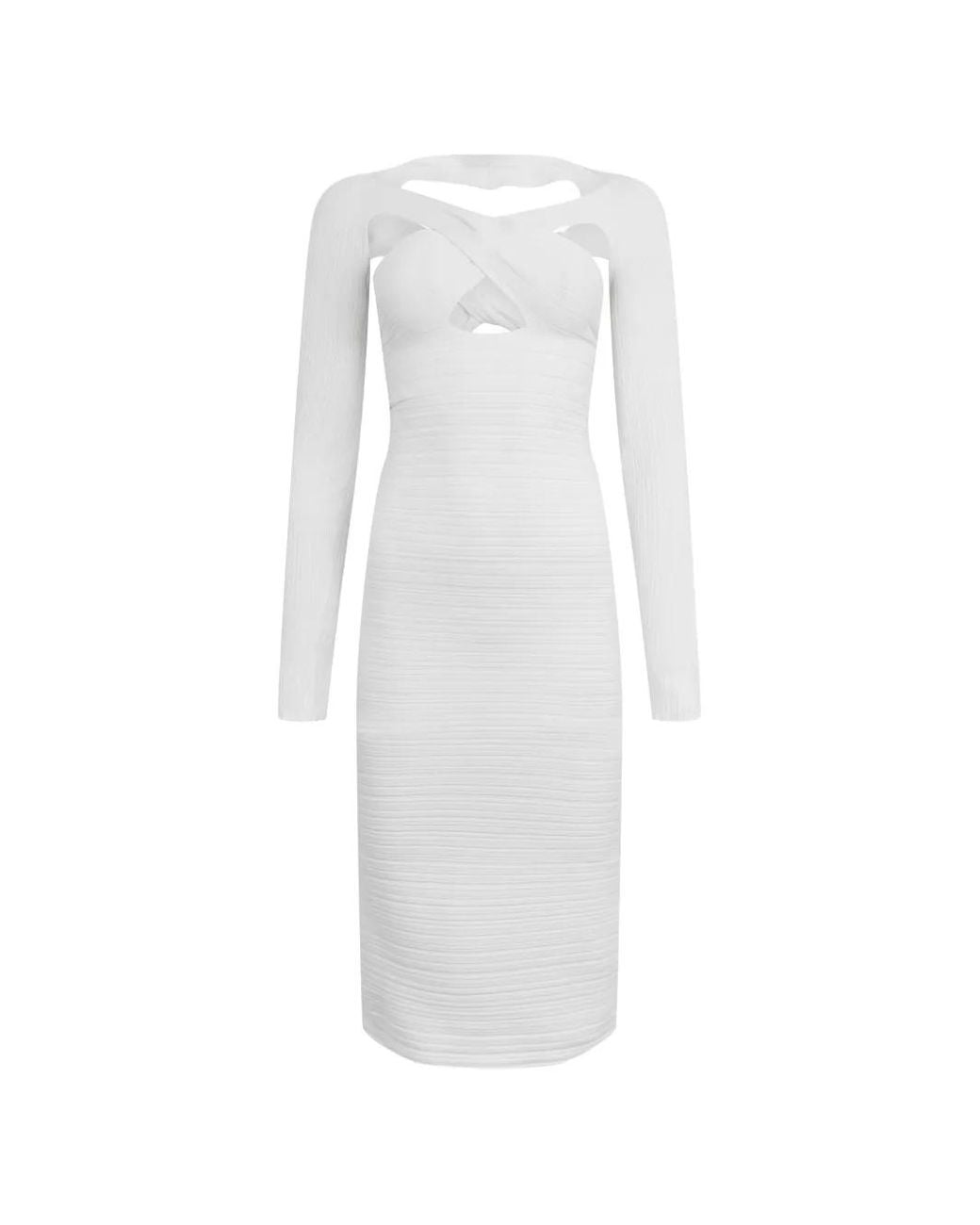 Philosophy Di Lorenzo Serafini White Ribbed-Knit Midi Dress