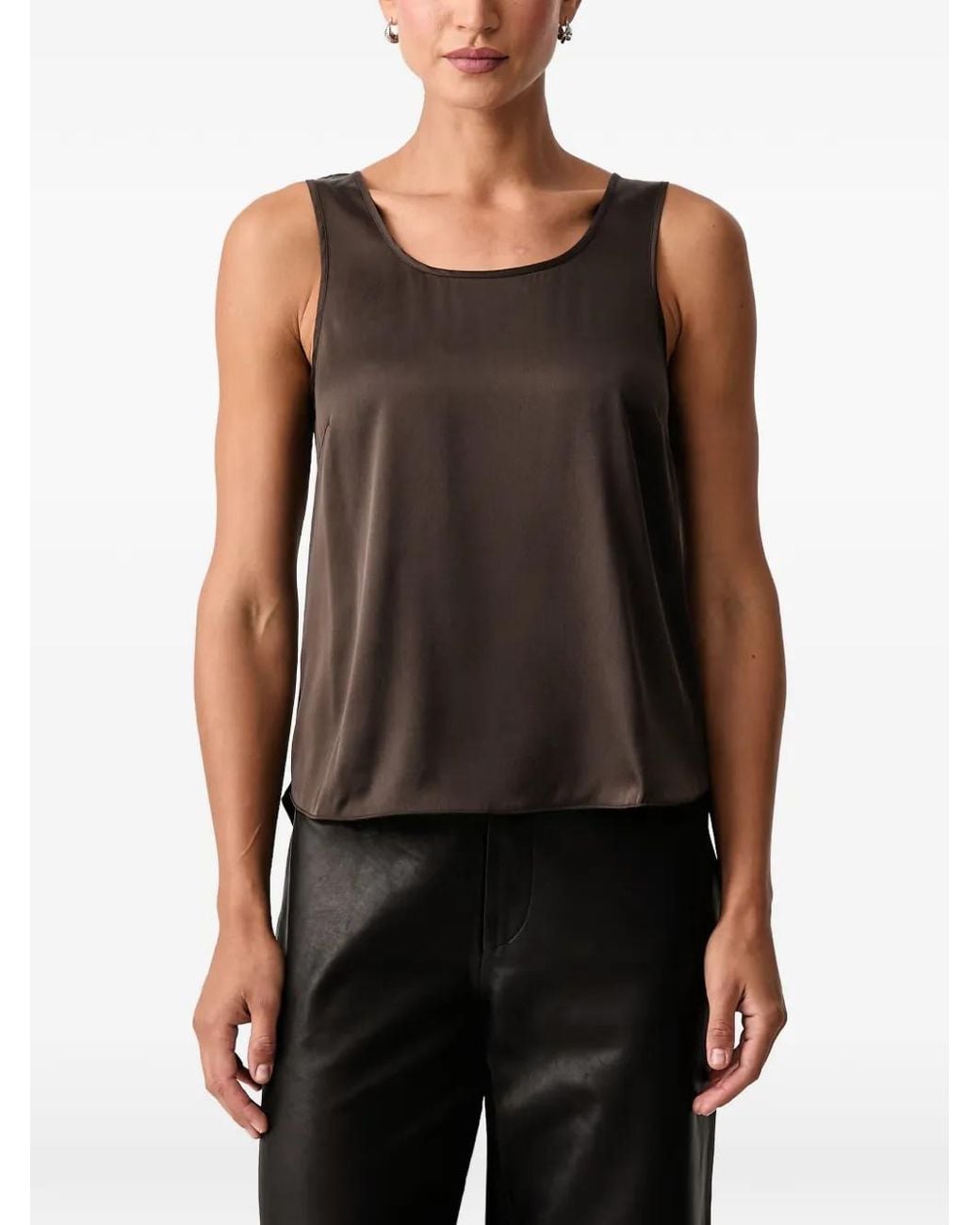 Mos Mosh Black Astrid Satin-Finish Scoop-Neck Top
