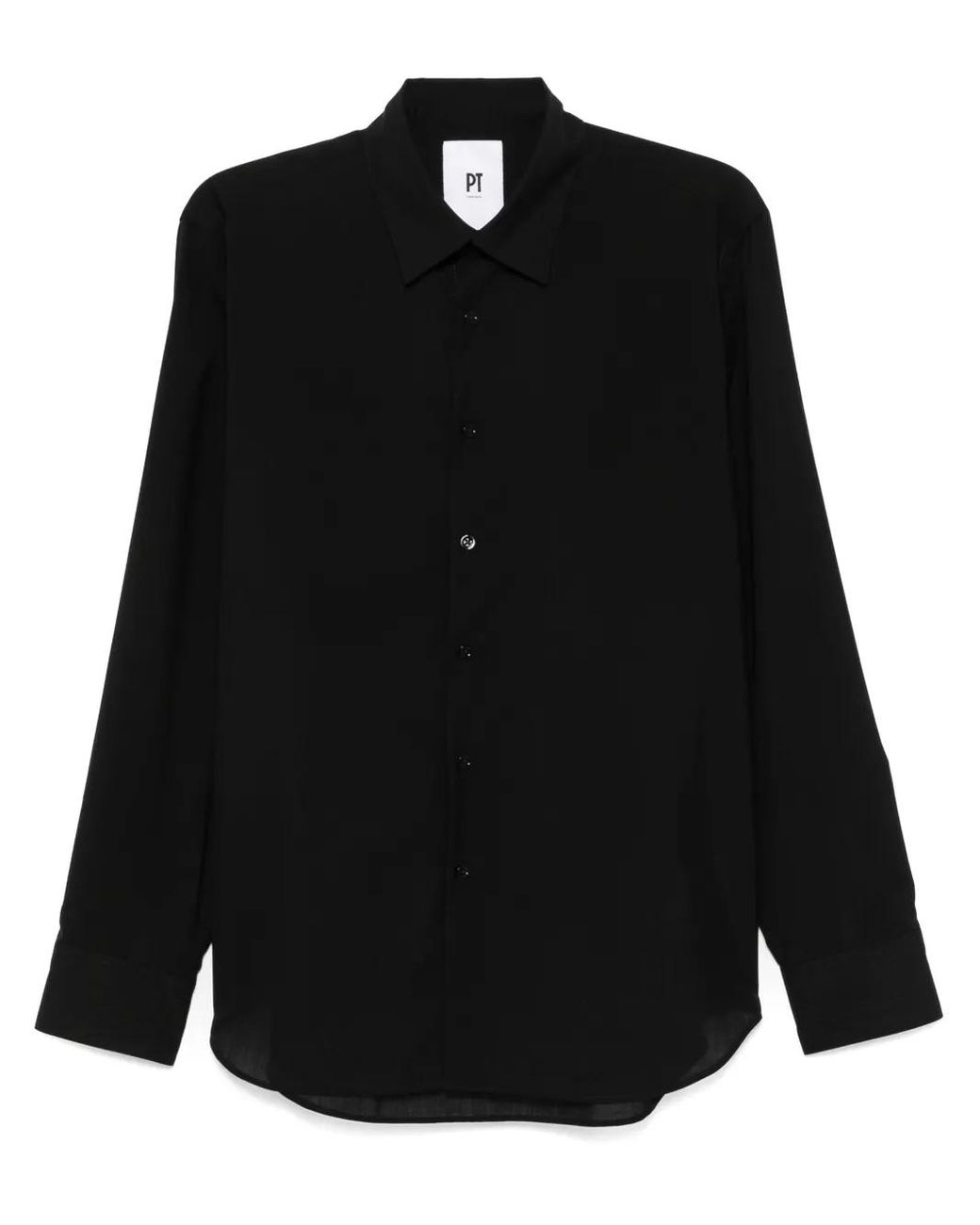 PT Torino Black Virgin Wool Shirt for men