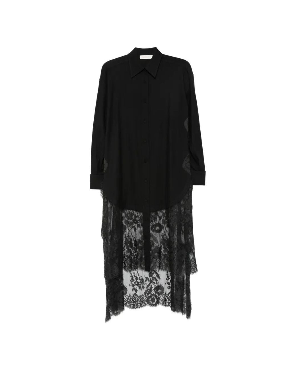 Zimmermann Black Valiant Lace-Panelled Long-Line Shirt
