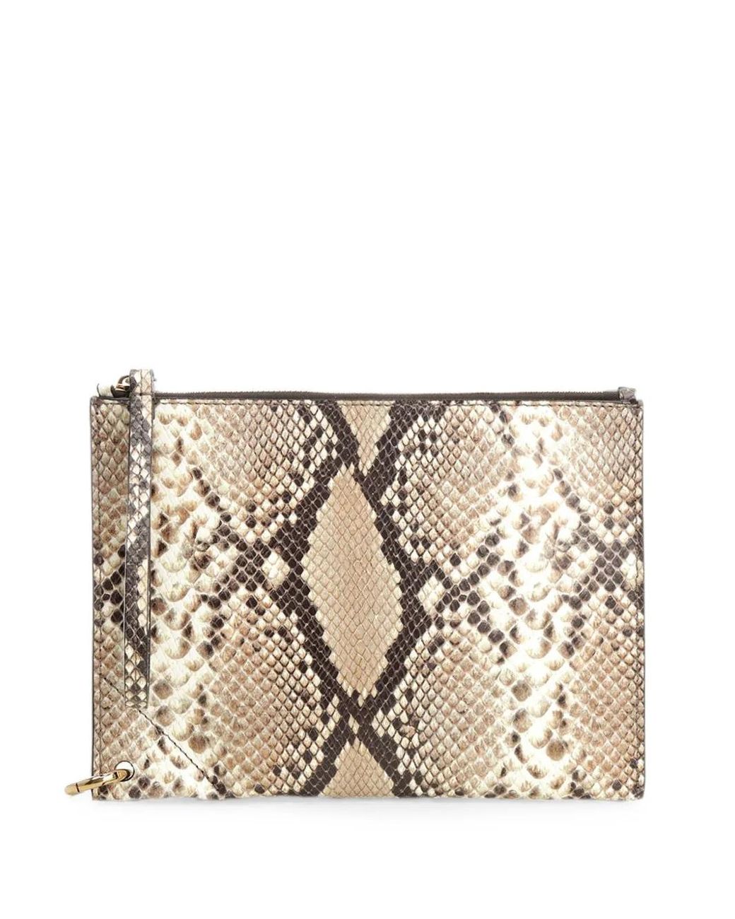 Chloé Natural Spin Snakeskin-Effect Pouch