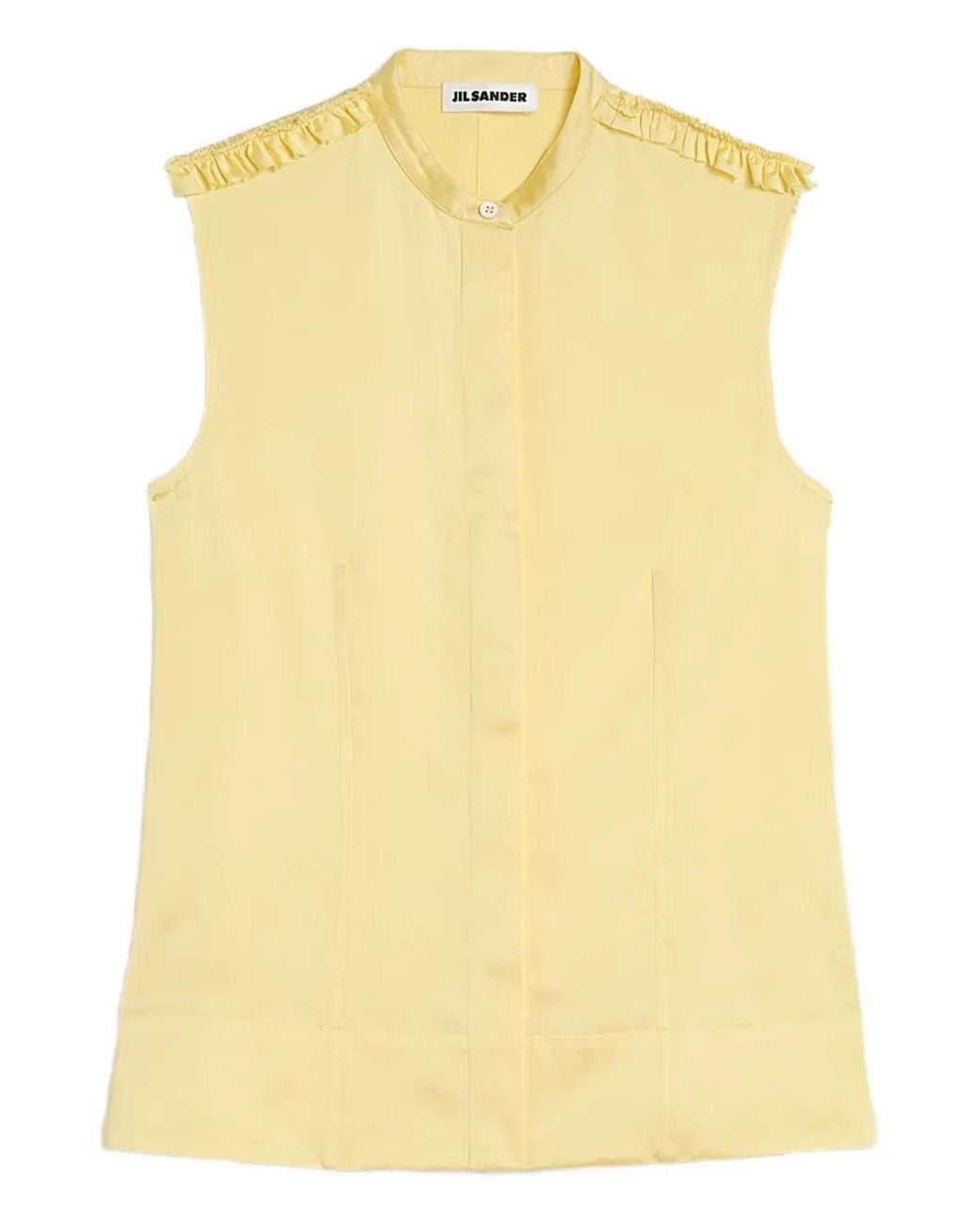 Jil Sander Yellow Fluid Viscose Ruffle Shirt