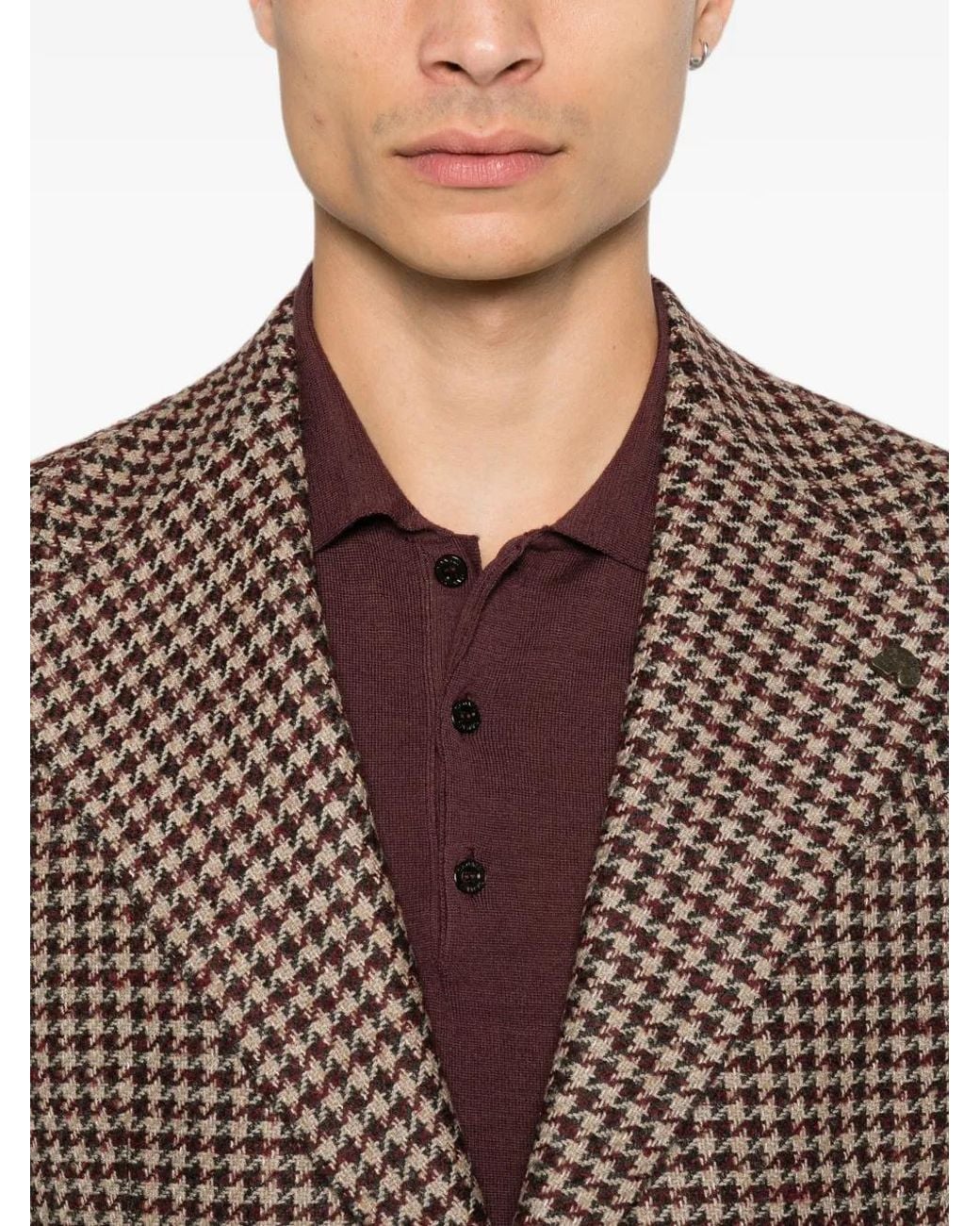 Gabriele Pasini Brown Veste À Motif Pied-De-Poule Et Revers Crantés for men