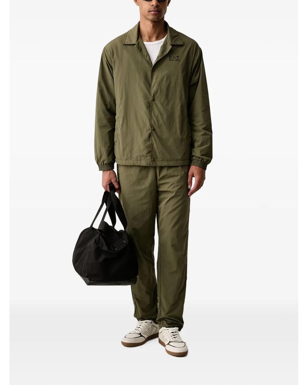 EA7 Green Logo-Print Jacket for men