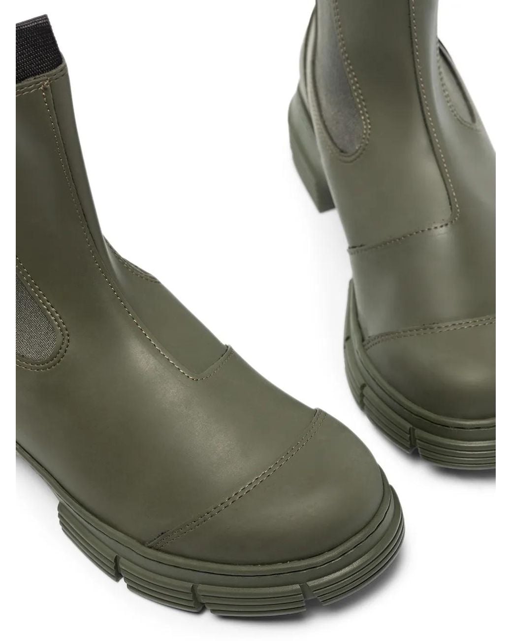 Ganni Green Chunky Sole Chelsea Boots
