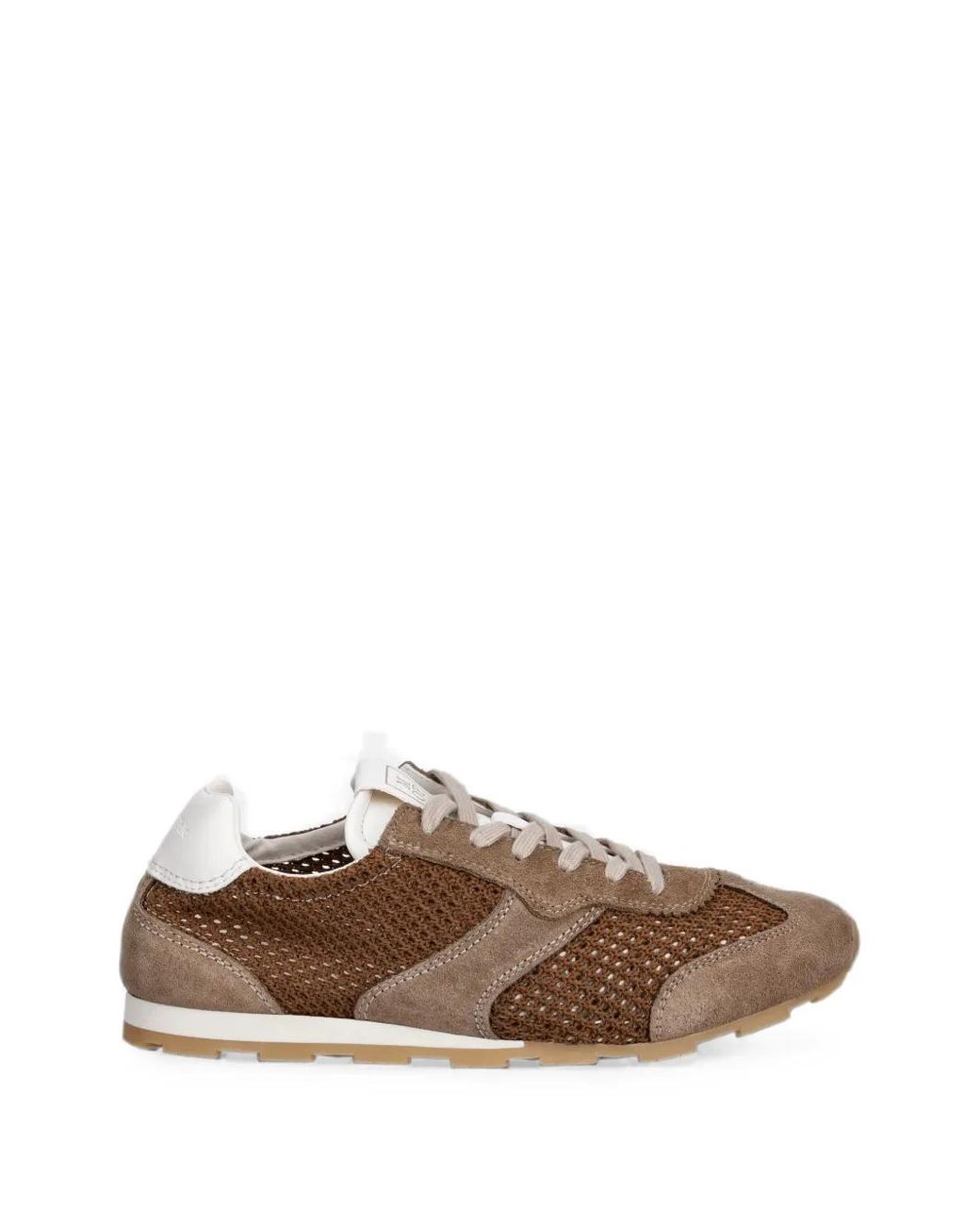 Marc O' Polo Brown Suede-Panelled Mesh Sneakers