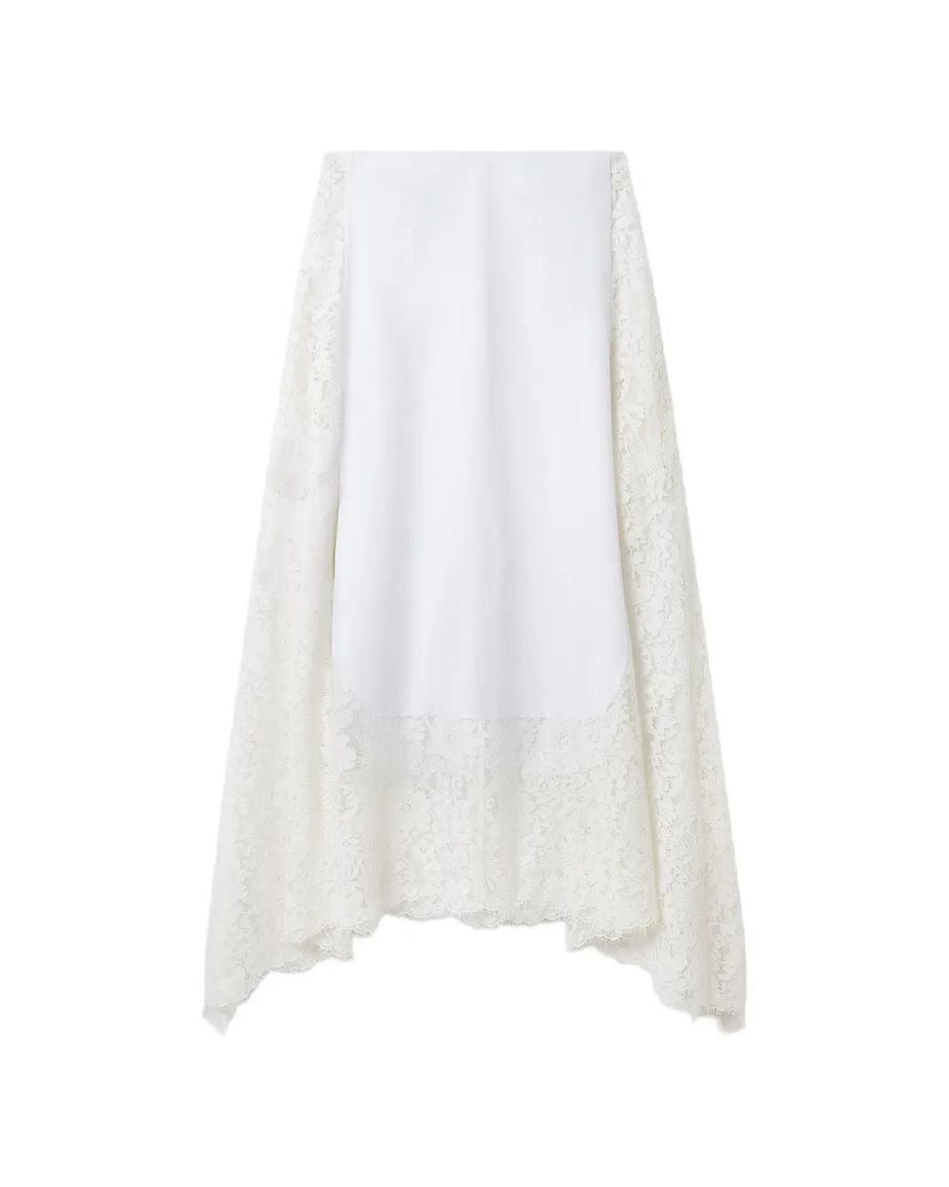 Stella McCartney White Lace-Panelled Handkerchief-Hem Skirt