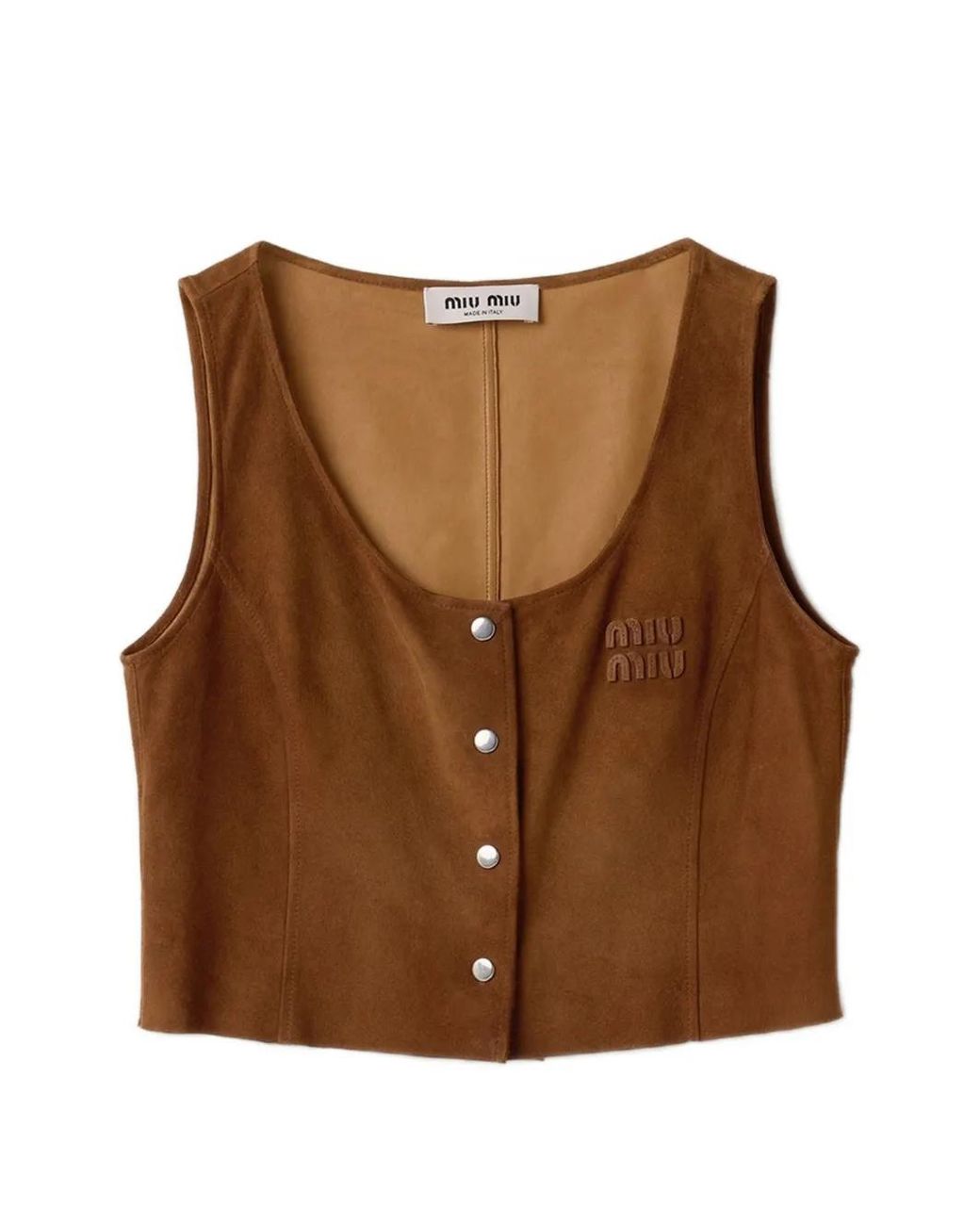 Miu Miu Brown Waxed Suede Top