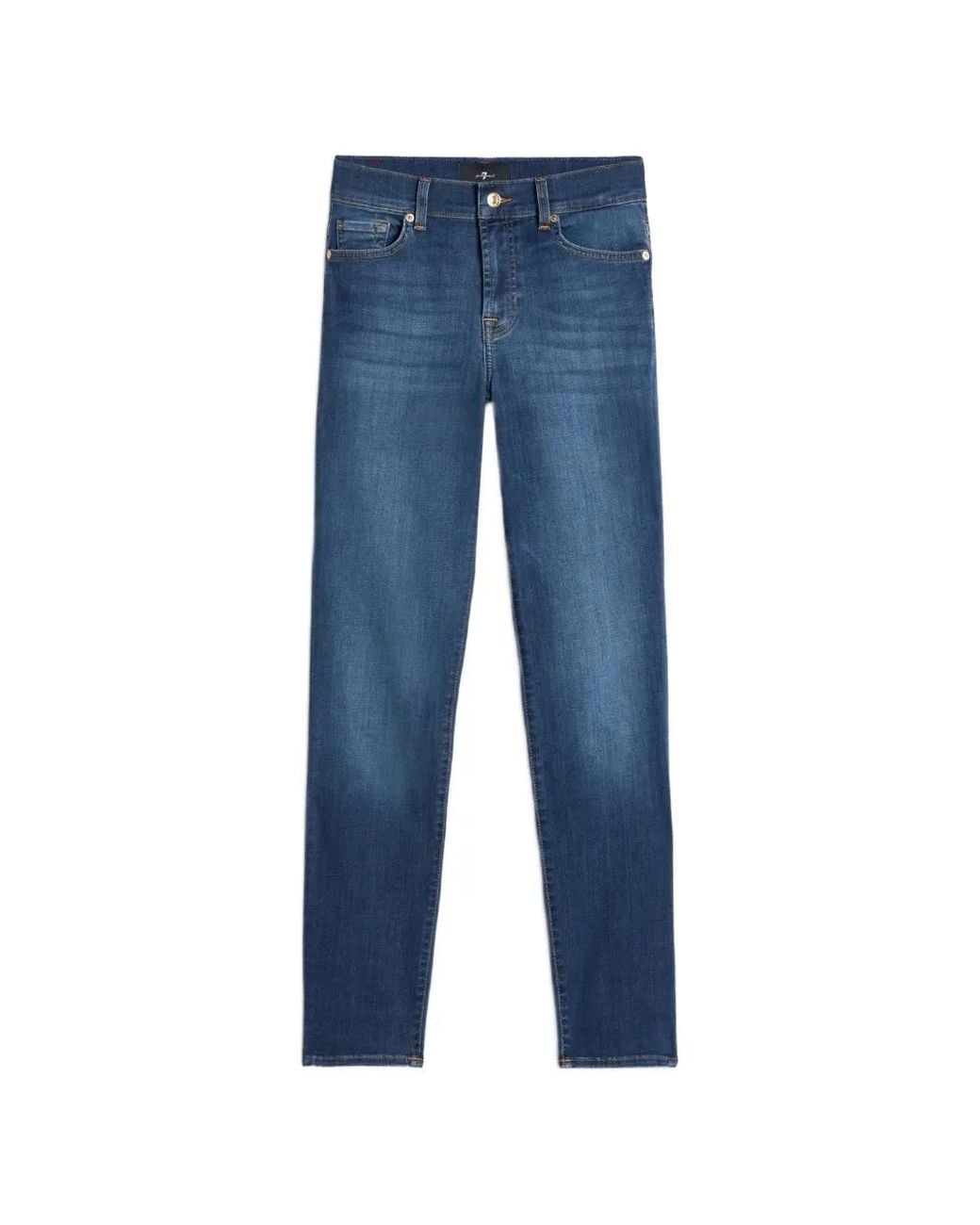 7 For All Mankind Blue Faded-Effect Slim-Fit Jeans
