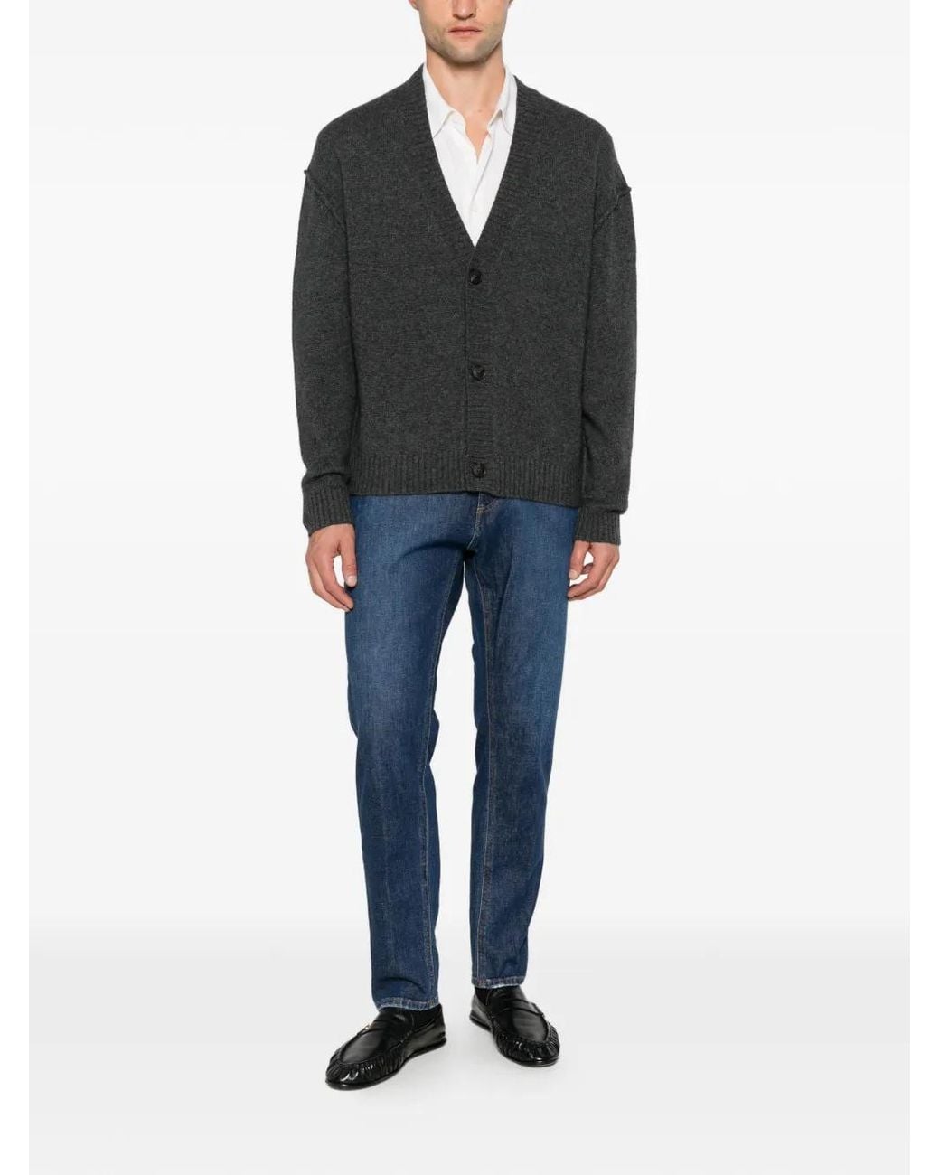 Dondup Blue Contrast-Stitch Logo-Patch Jeans for men