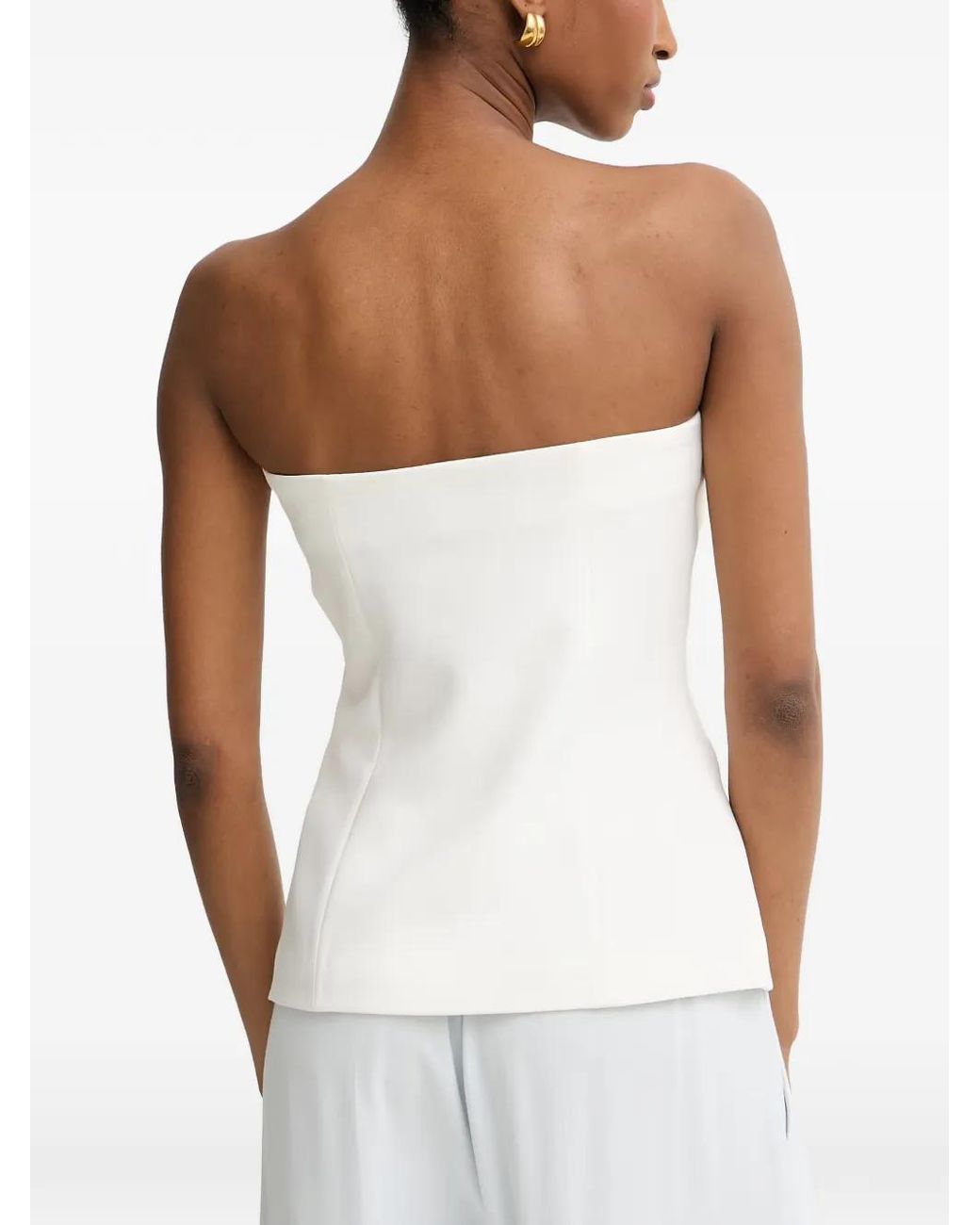 Morgan White Strapless Button-Up Top