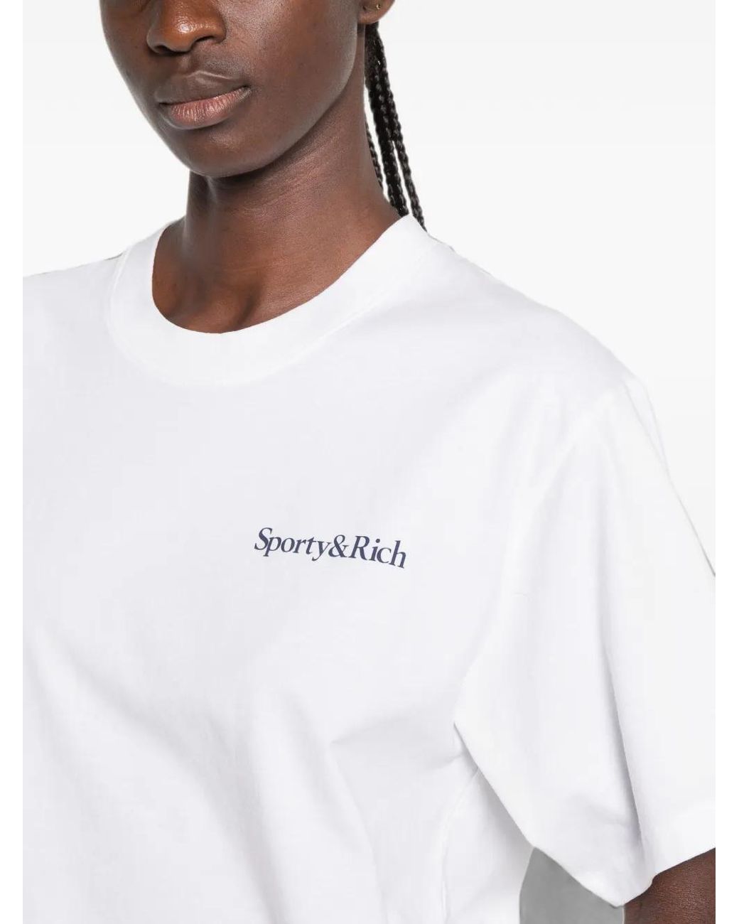 Sporty & Rich White Fema Print-Detail T-Shirt
